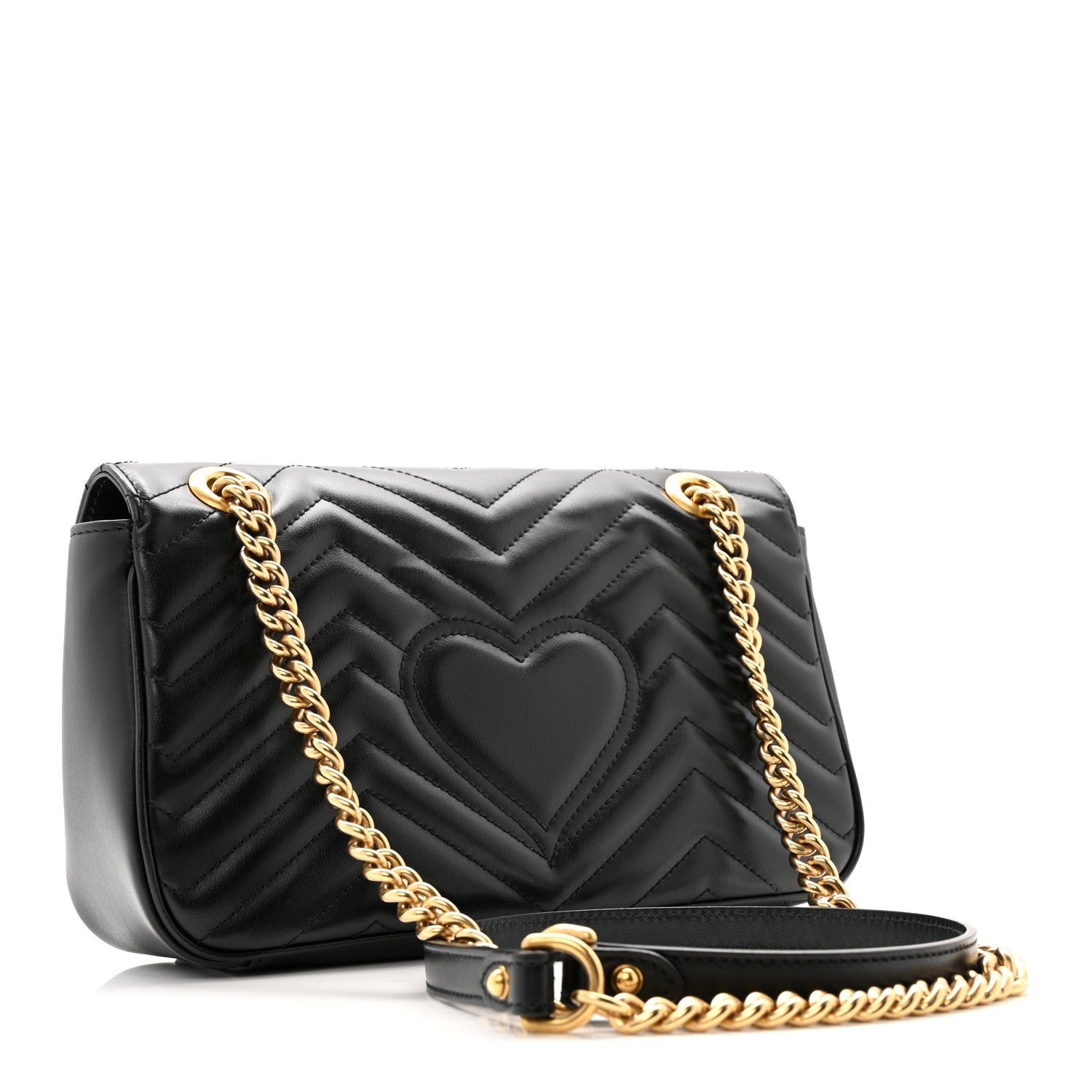 Calfskin Matelasse Small GG Marmont Shoulder Bag Black