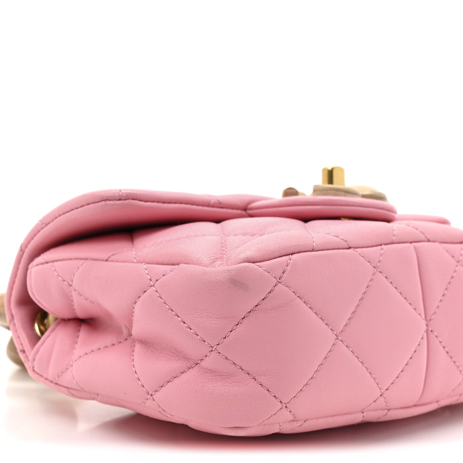 Lambskin Wenge Quilted Mini Fashion Wood Square Flap Pink