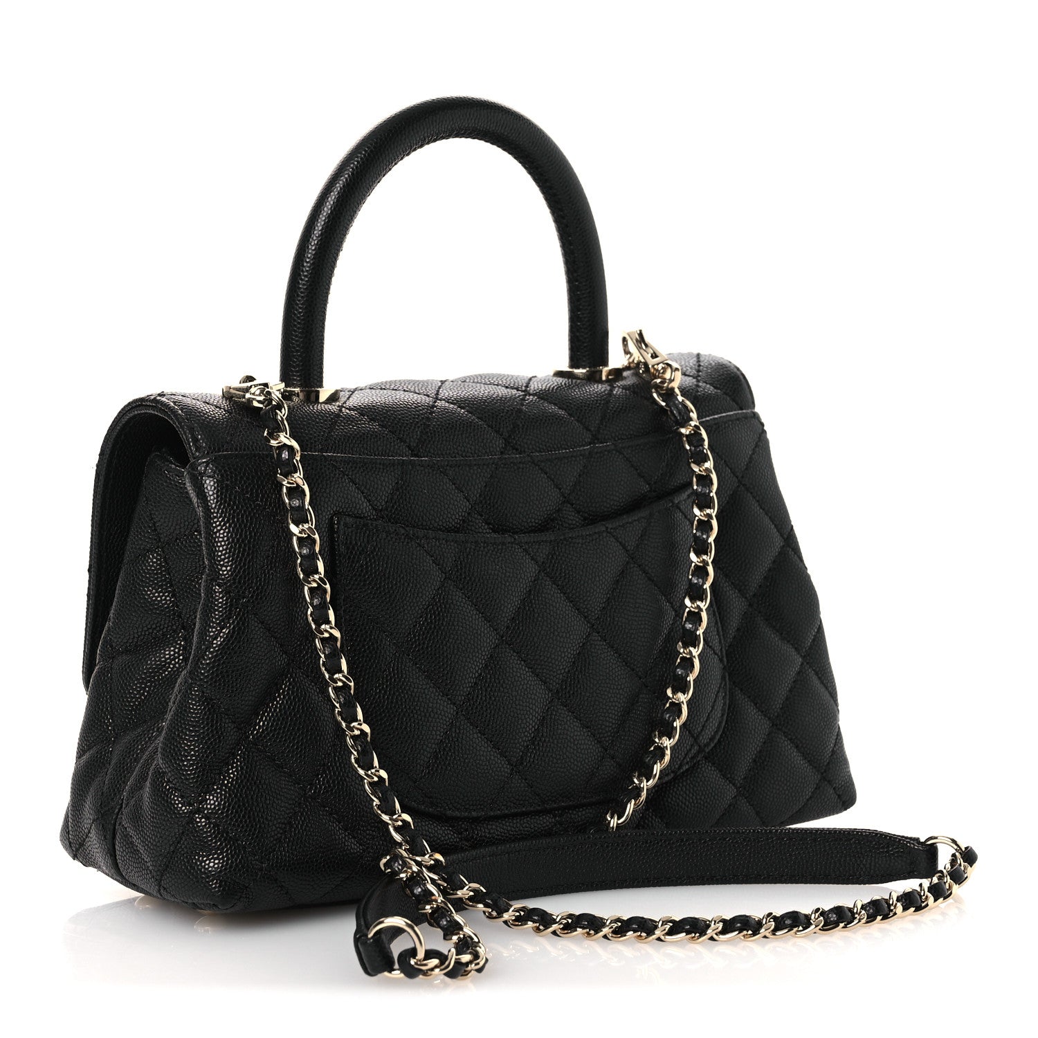 Caviar Quilted Mini Coco Handle Flap Black