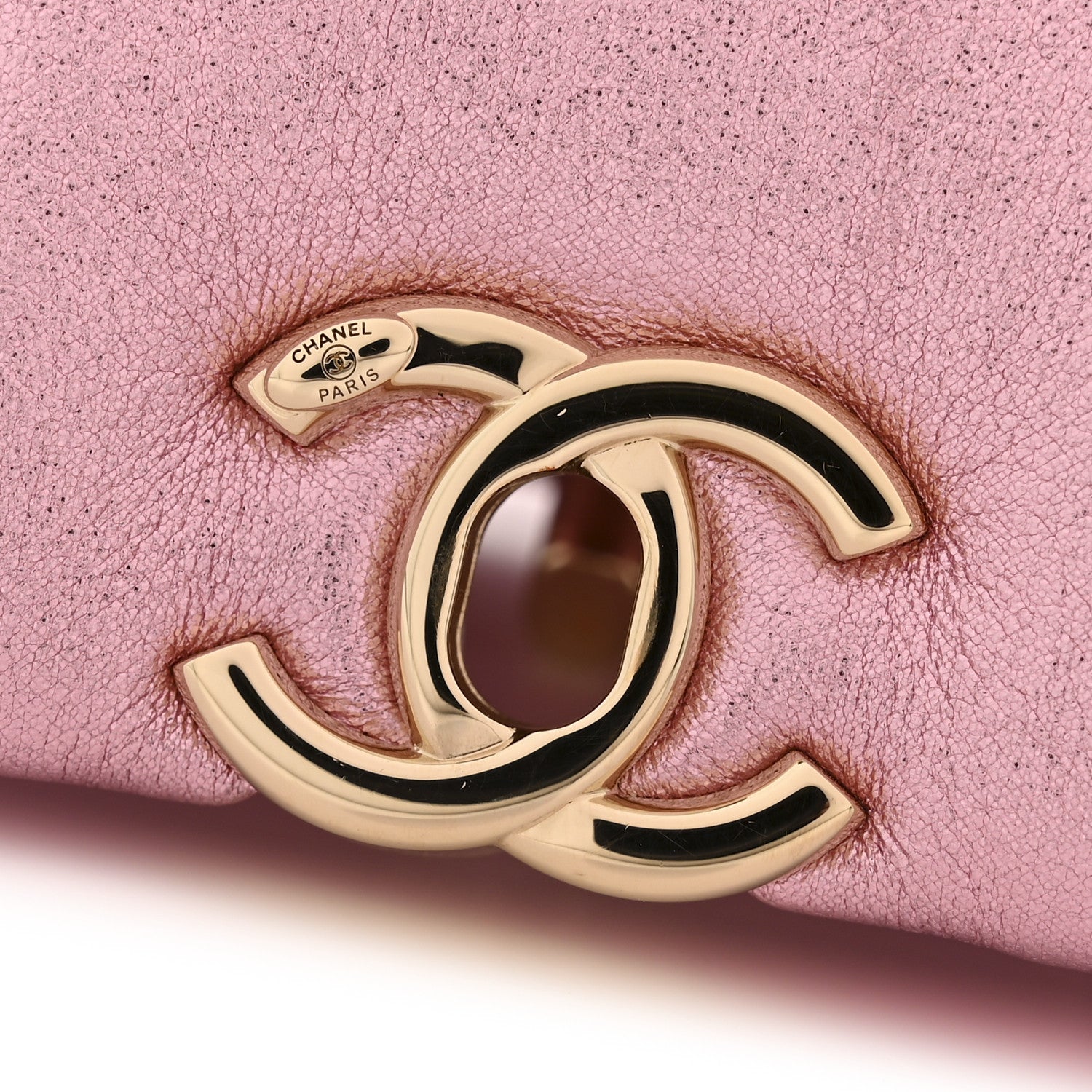 Metallic Lambskin Tie My Bow Flap Clutch With Chain Pink