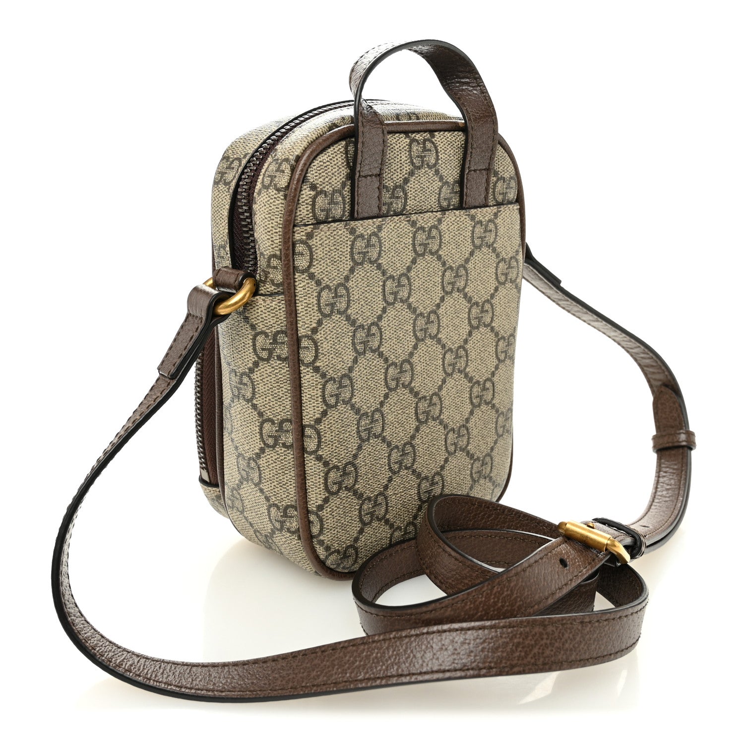 GG Supreme Monogram Web Mini Ophidia Double Zip Messenger Bag Beige New Acero