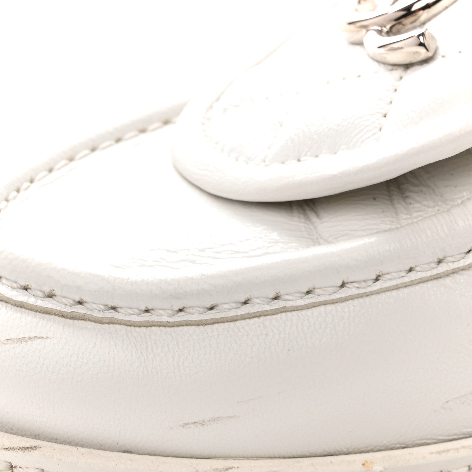 Shiny Lambskin Quilted CC Turnlock Loafers 40 White
