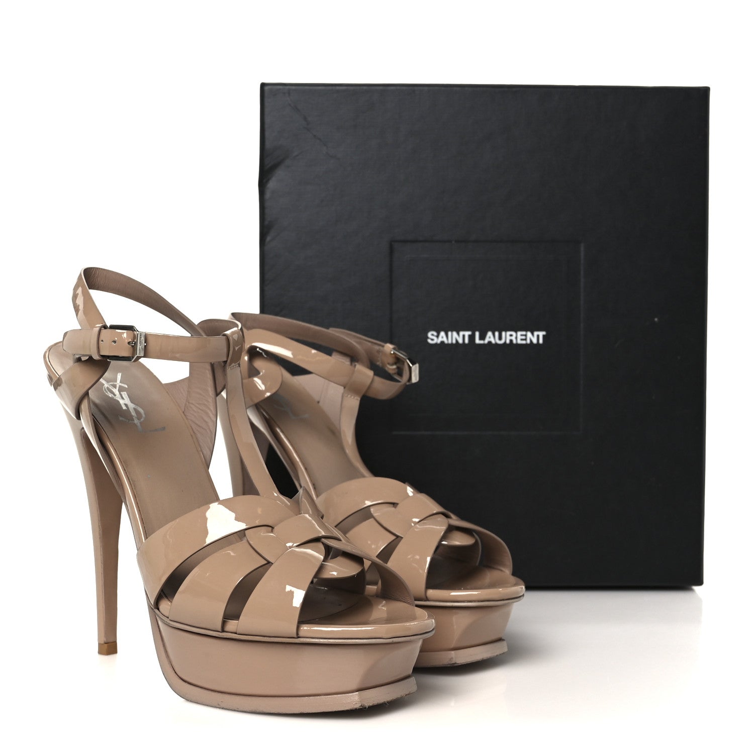 Vitello Vernice Tribute 105 Platform Sandals 39.5 Nude