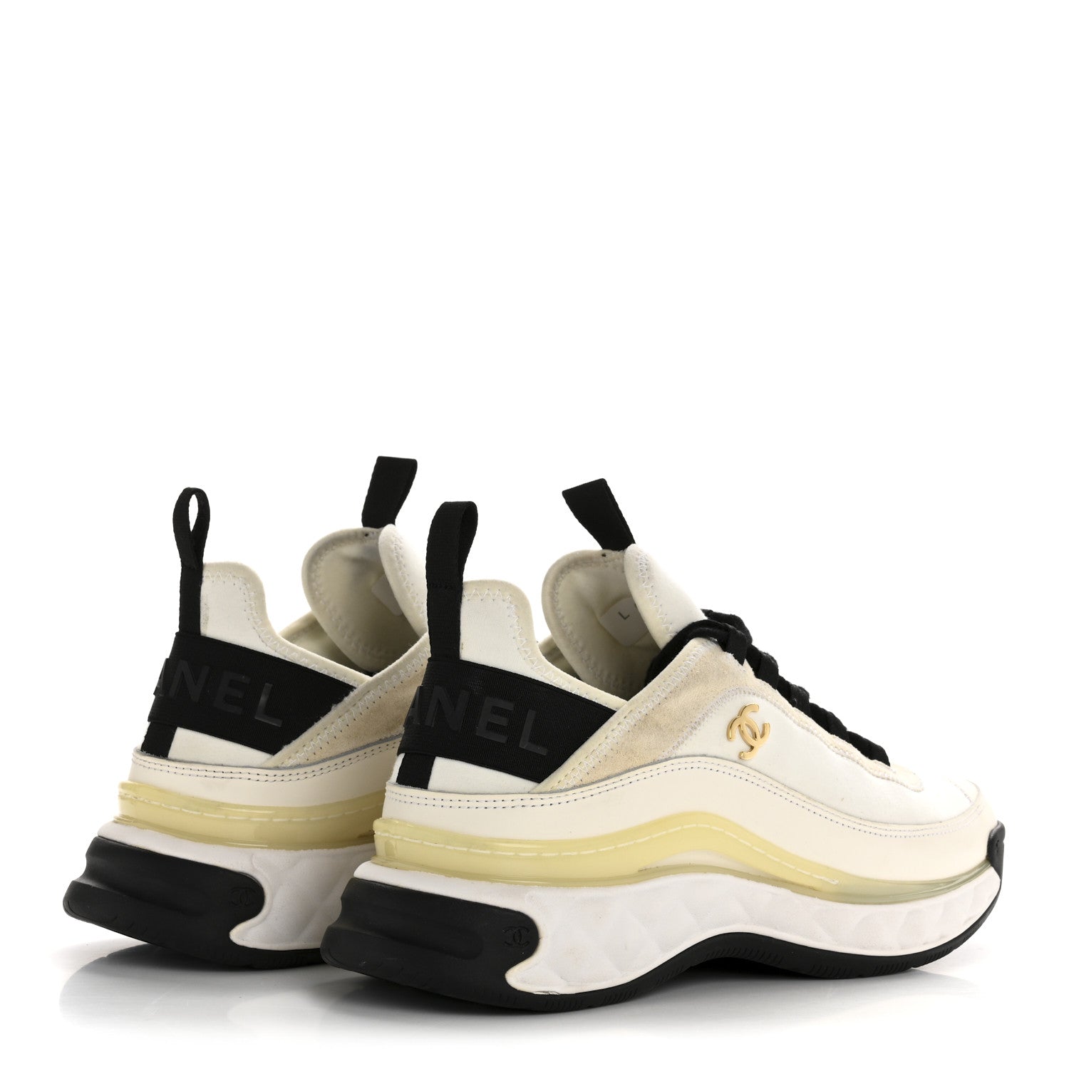 Velvet Calfskin Mixed Fibers CC Sneakers 38 Ivory Black