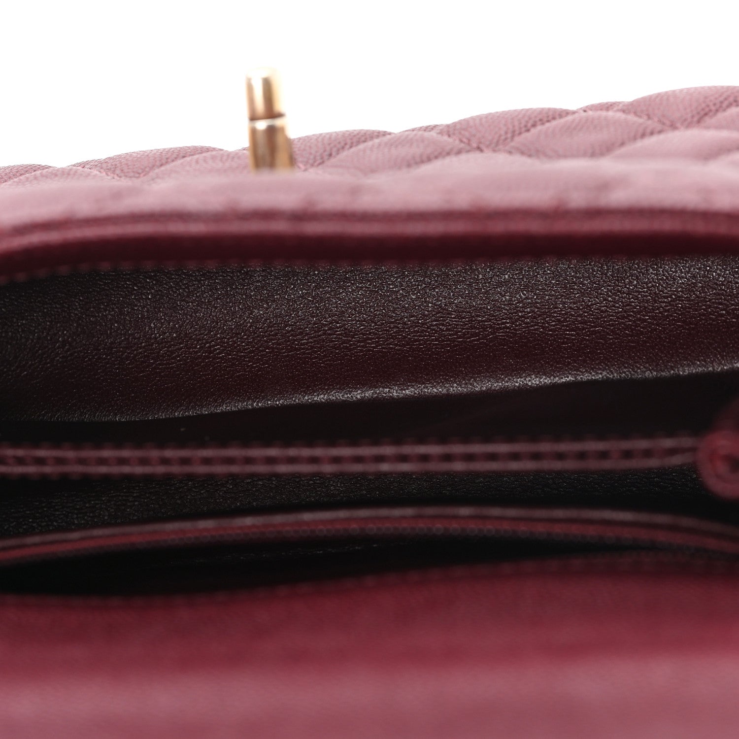 Caviar Lizard Embossed Quilted Mini Coco Handle Flap Burgundy