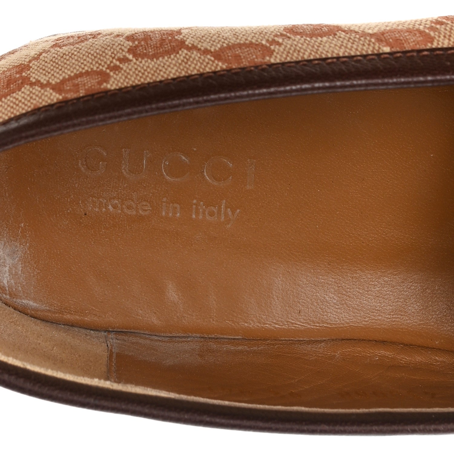 Canvas GG Monogram Horsebit Mens Jordaan Loafers 9.5 Beige Ruggine Light Brown