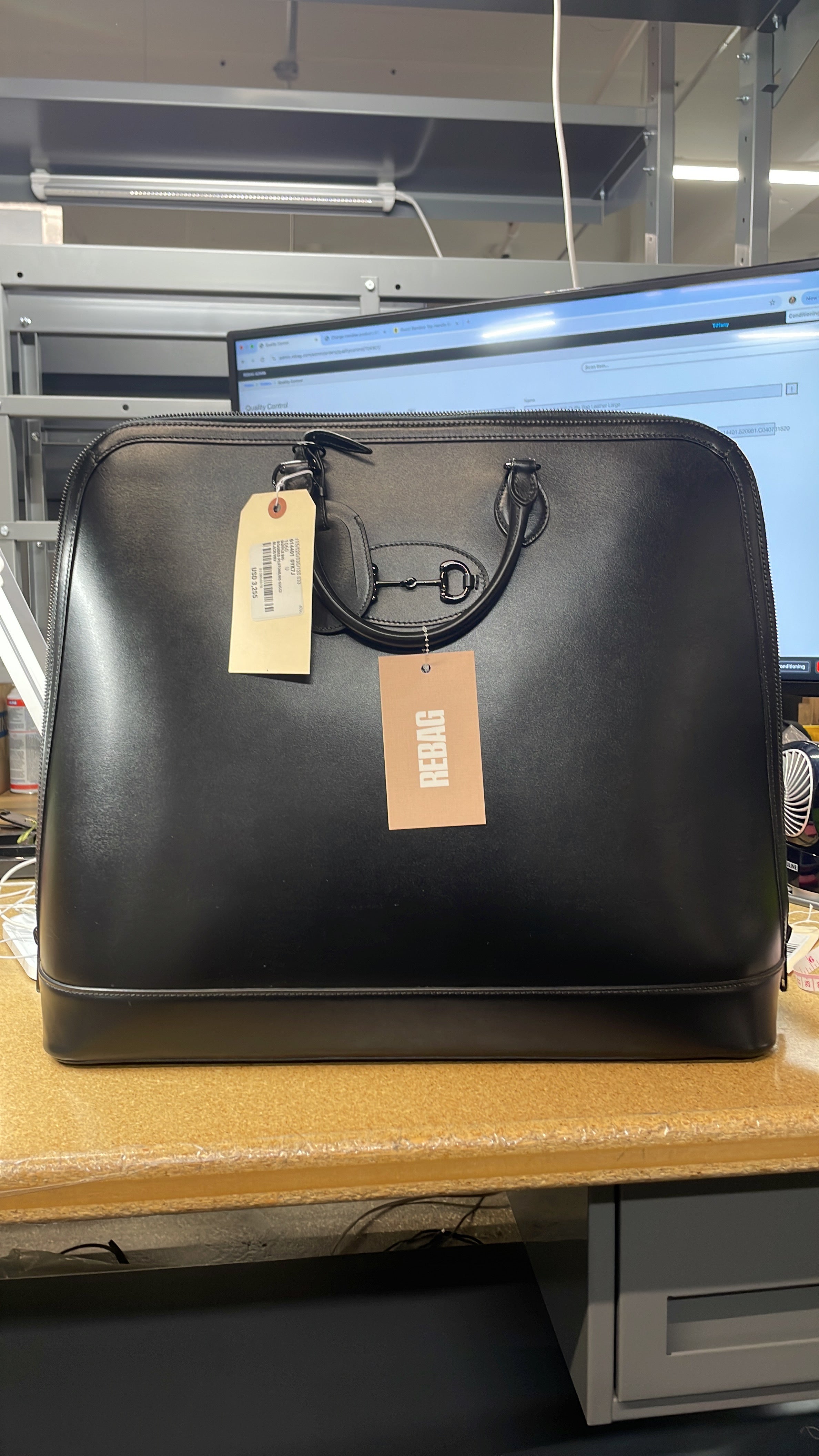 Horsebit 1955 Web Duffle Bag Leather Large