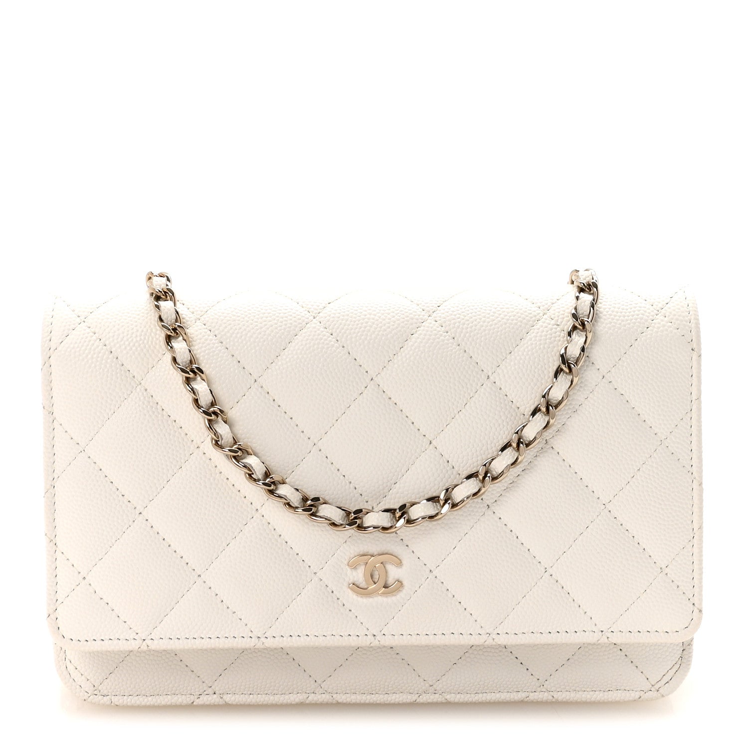 Caviar Quilted Wallet On Chain WOC White
