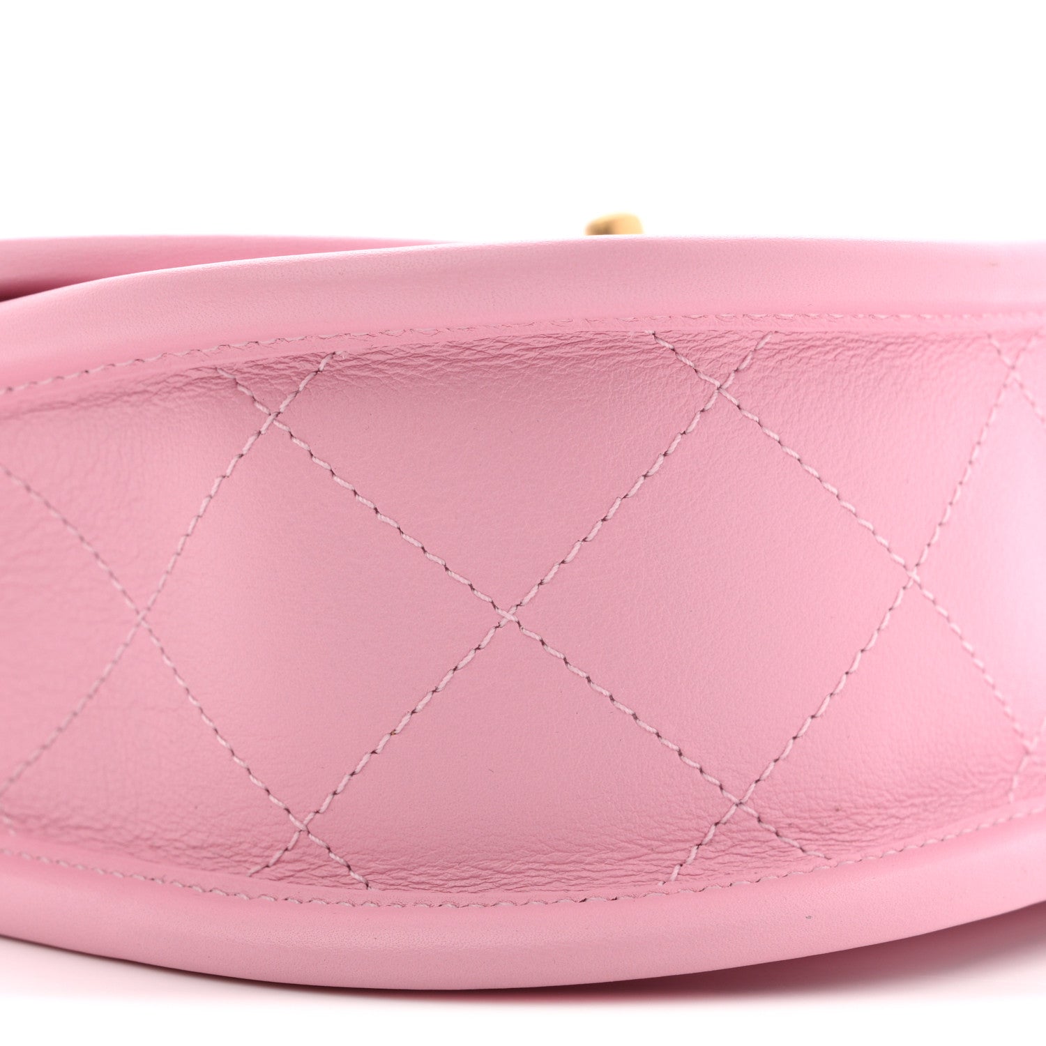 Calfskin Quilted Small Messenger Flap Light Pink