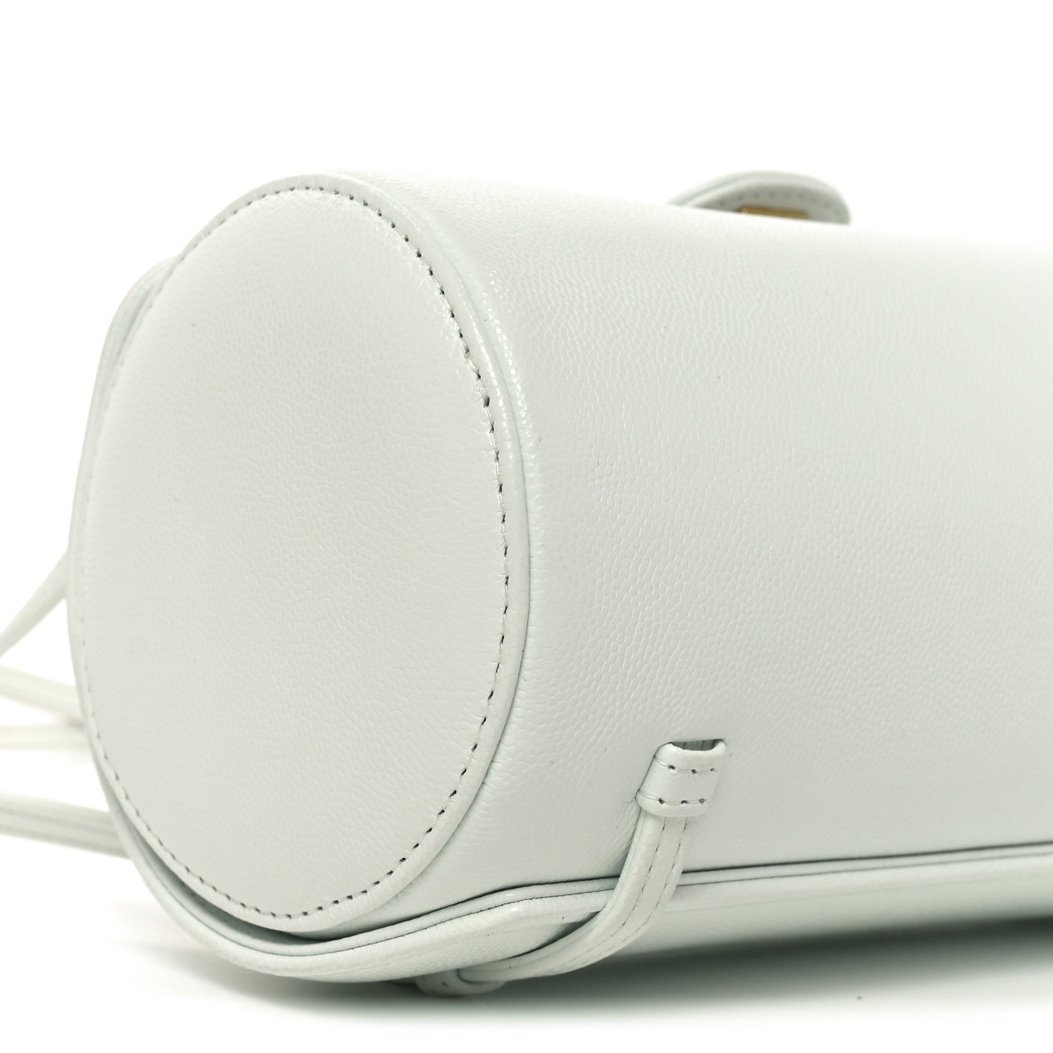 Shiny Caviar Preppy Coco Small Bowling Bag Light Blue