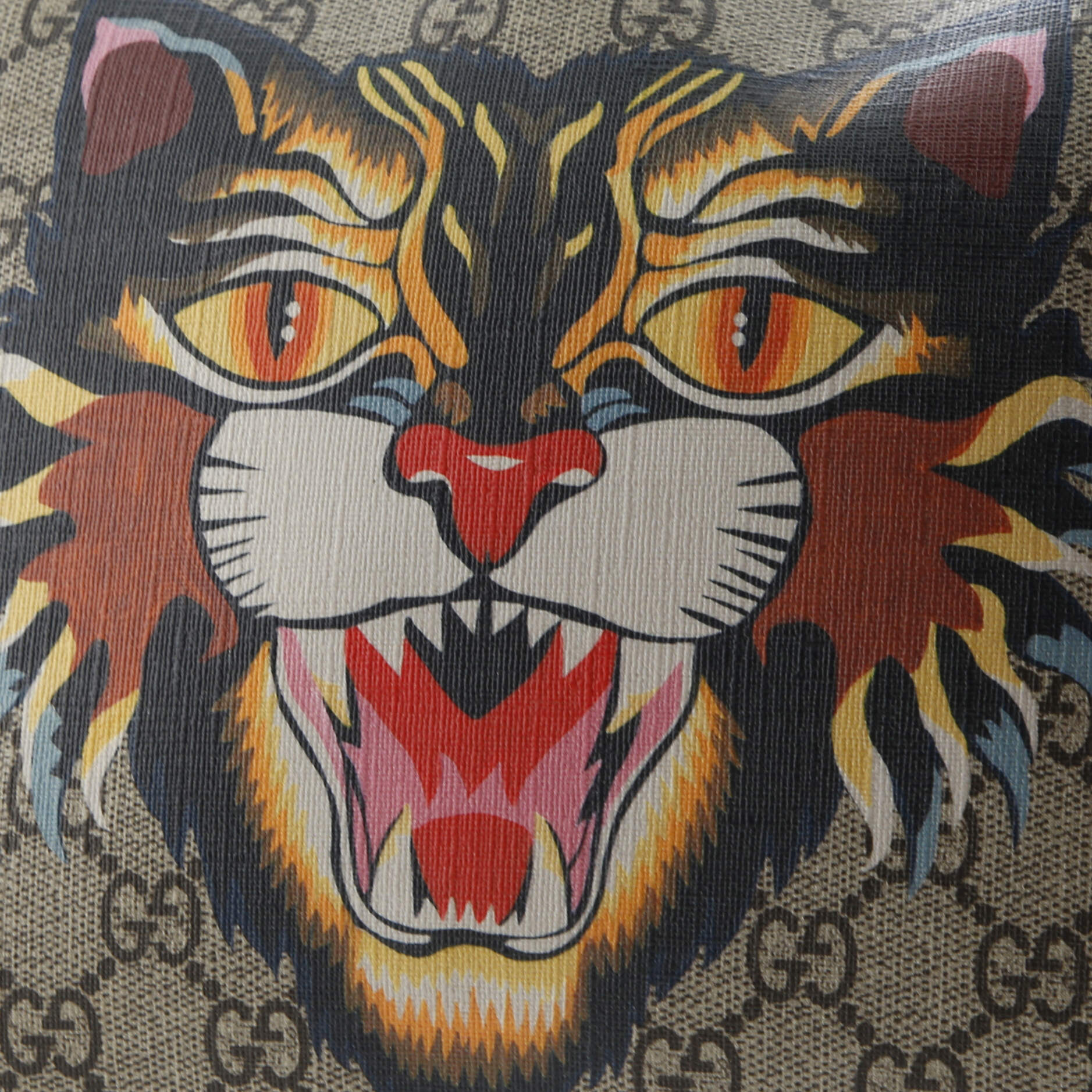 Zipped Pouch Angry Cat GG Coated Canvas Large