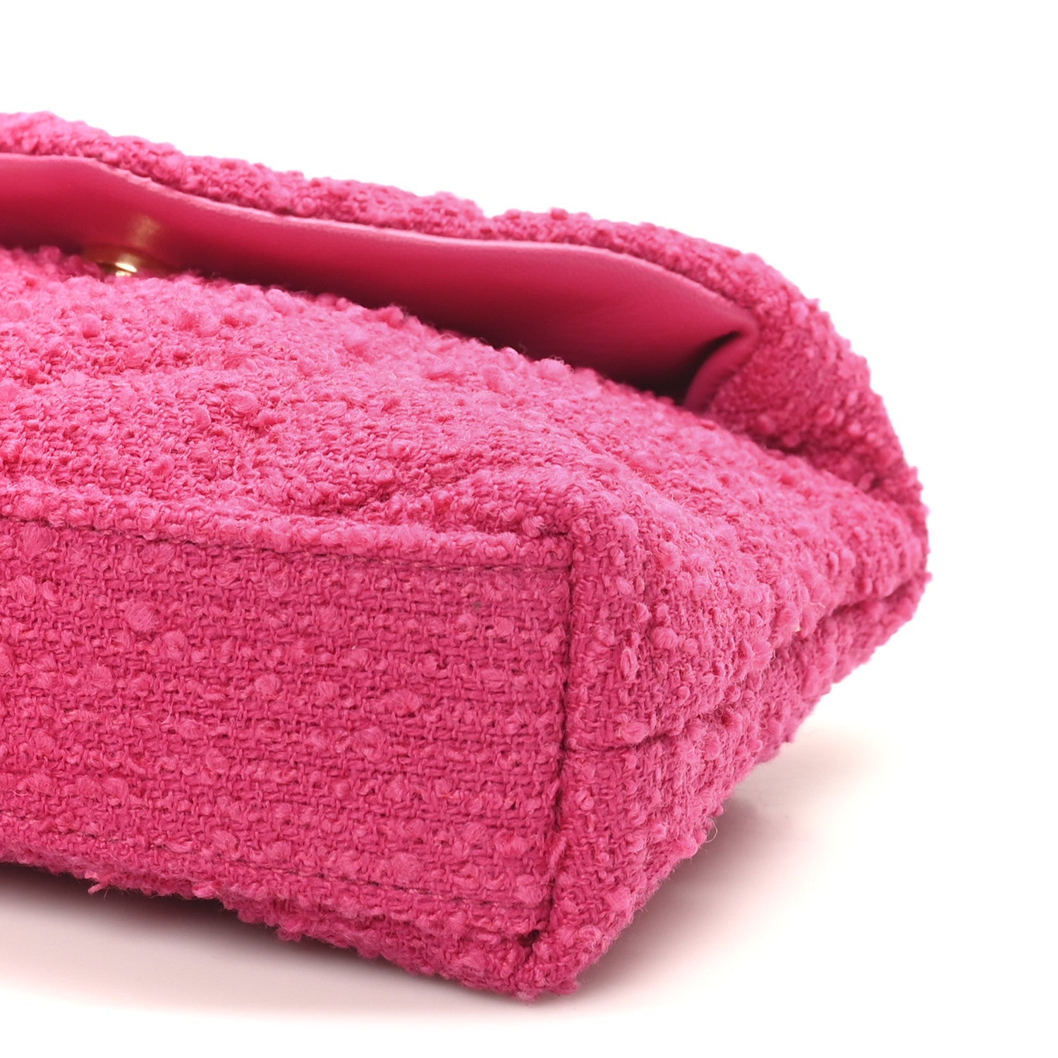 Boucle Tweed Quilted Loulou Puffer Monogram Pouch Clutch Magenta