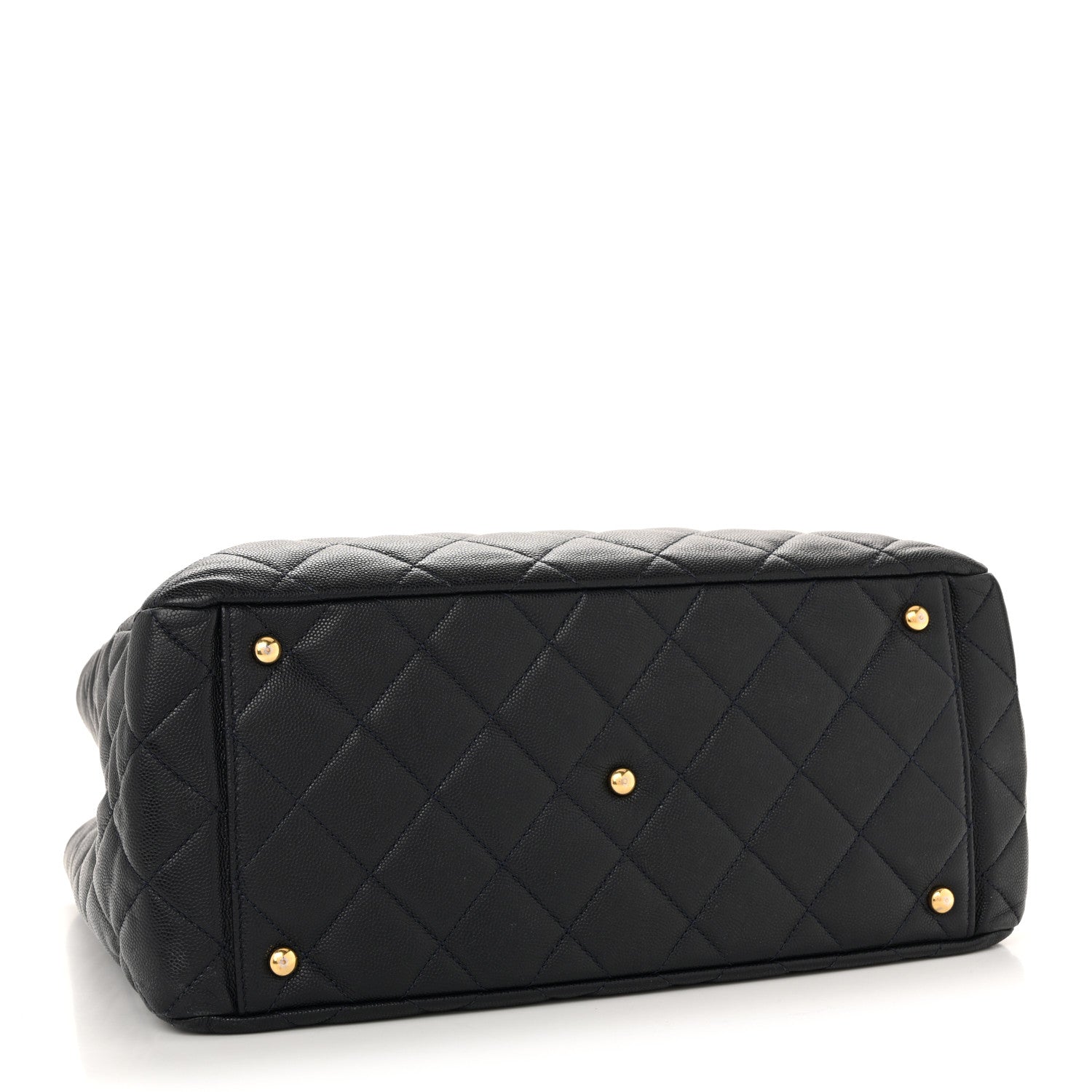 Caviar Quilted Small Shopping Tote Navy