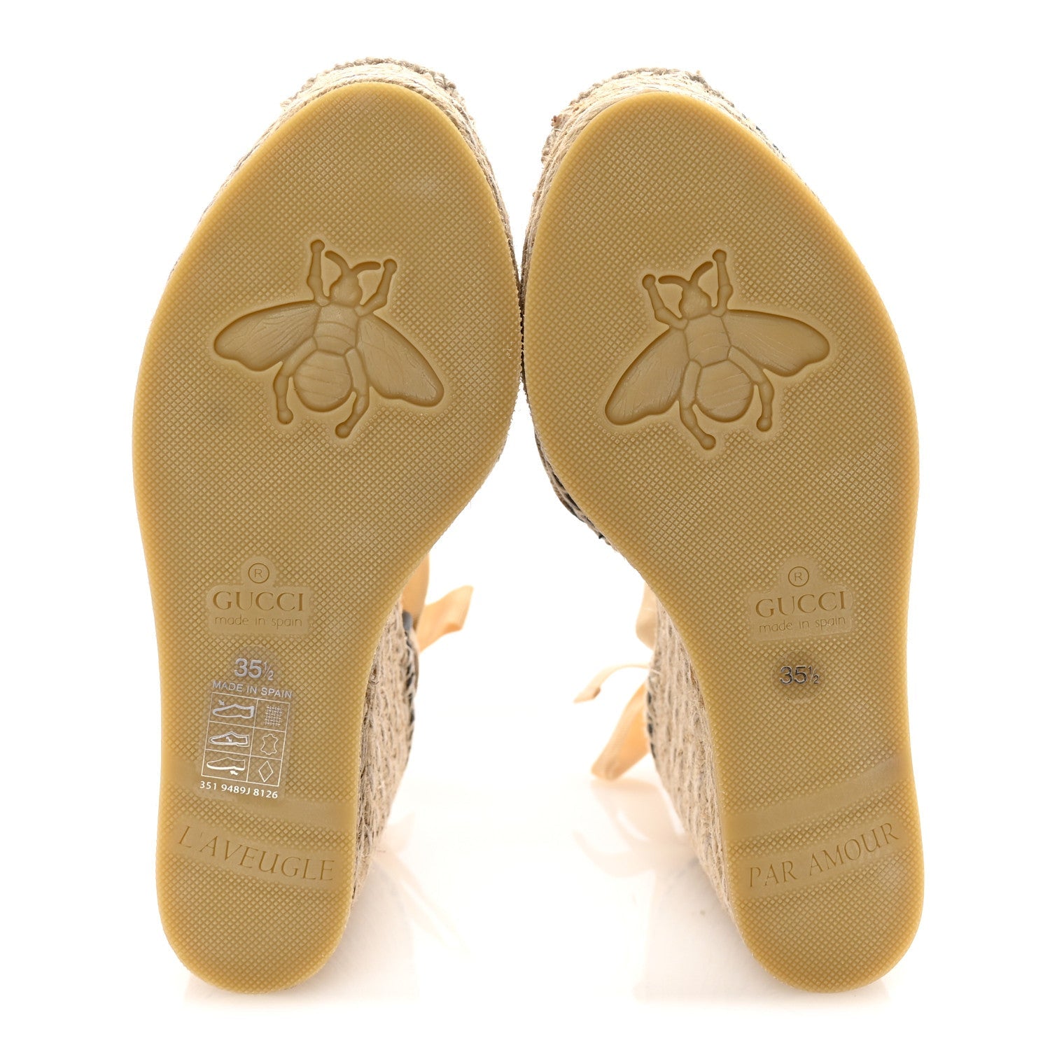 Monogram Matelasse GG Marmont Ankle Wrap Platform 35/120mm Espadrille Wedges 35.5 Beige Ebony Black Sand Storm