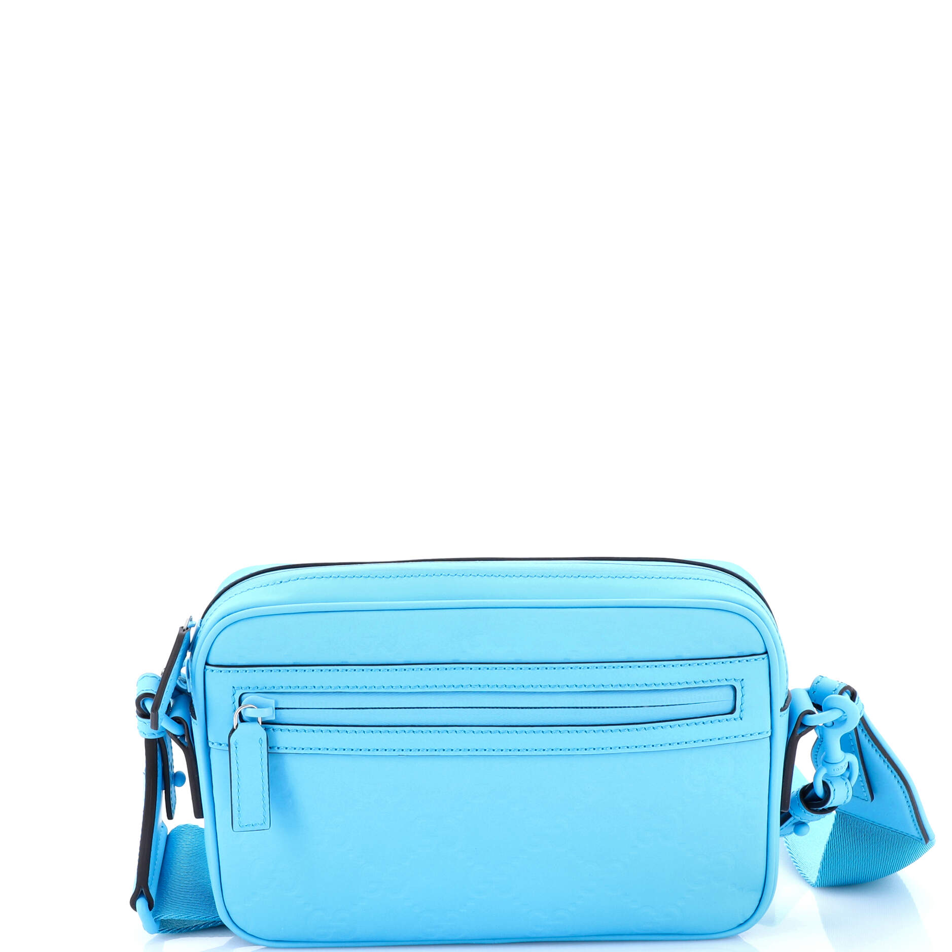 Front Zip Crossbody Bag GG Rubber Effect Leather Small