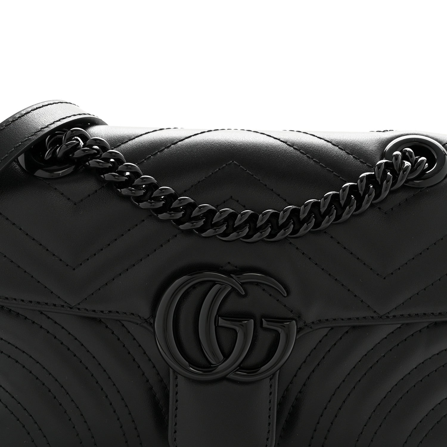 Calfskin Matelasse Monochrome Mini GG Marmont Shoulder Bag Black