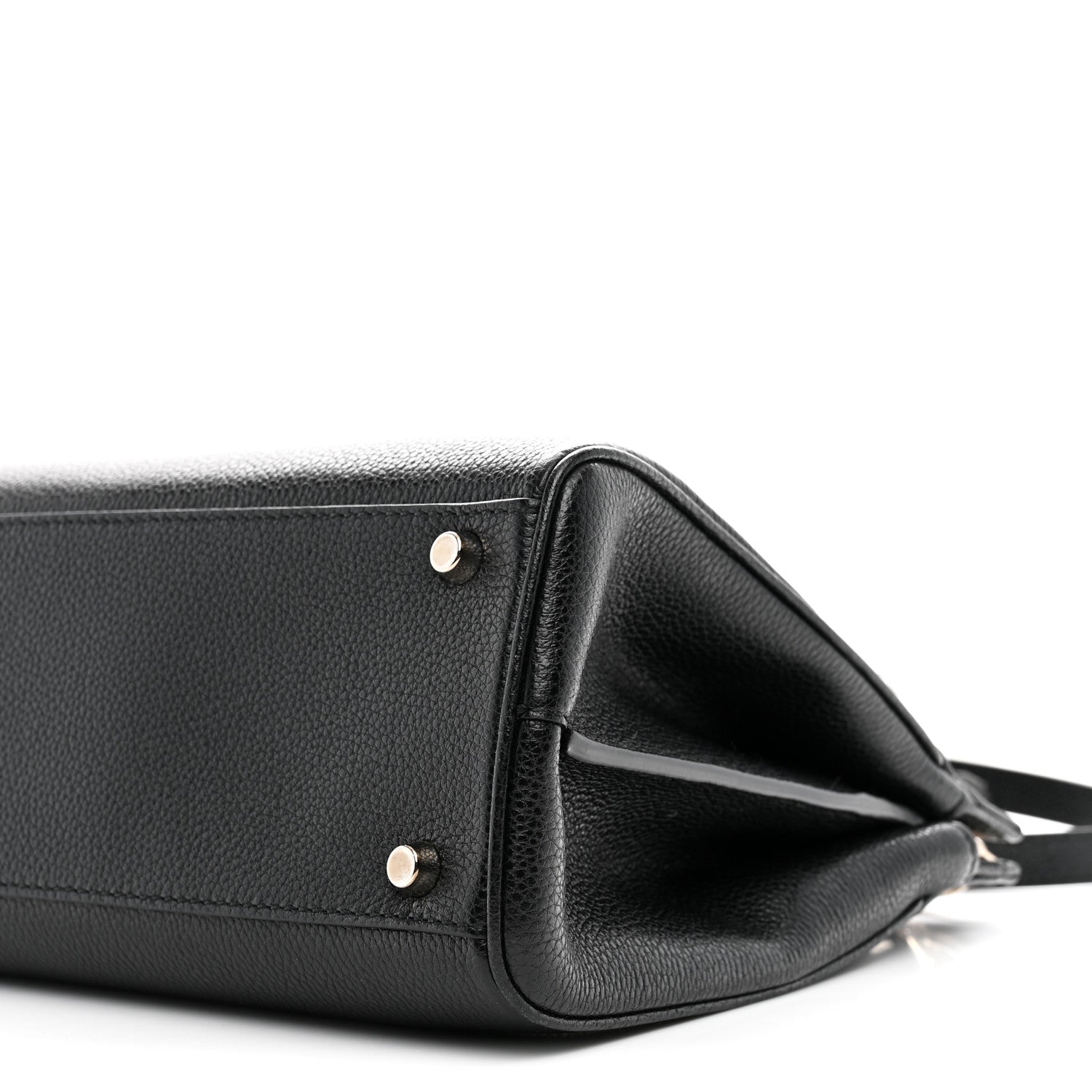 Grainy Calfskin Small Zumi Top Handle Bag Black