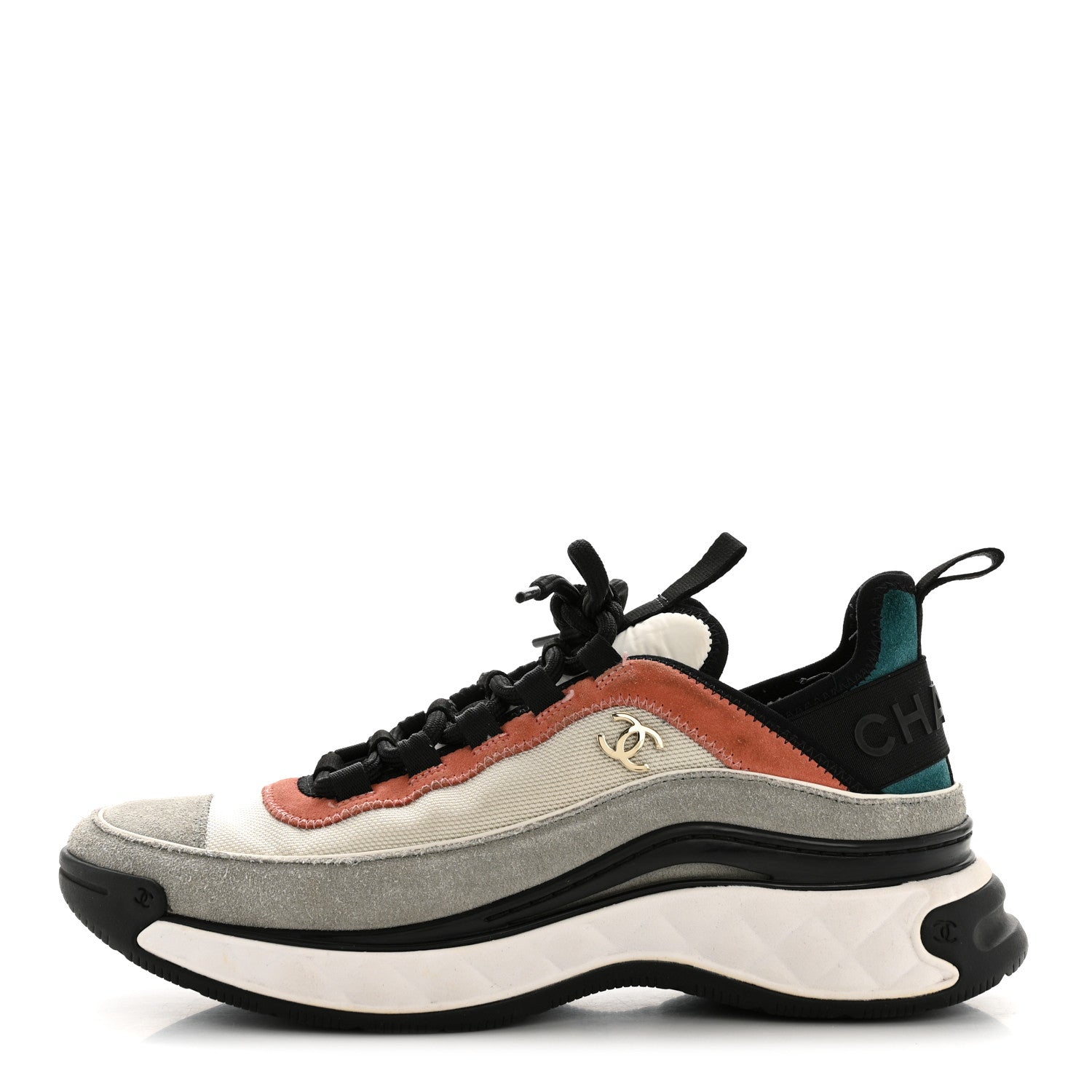 Fabric Suede CC Sneakers 38.5 White Light Grey Pink