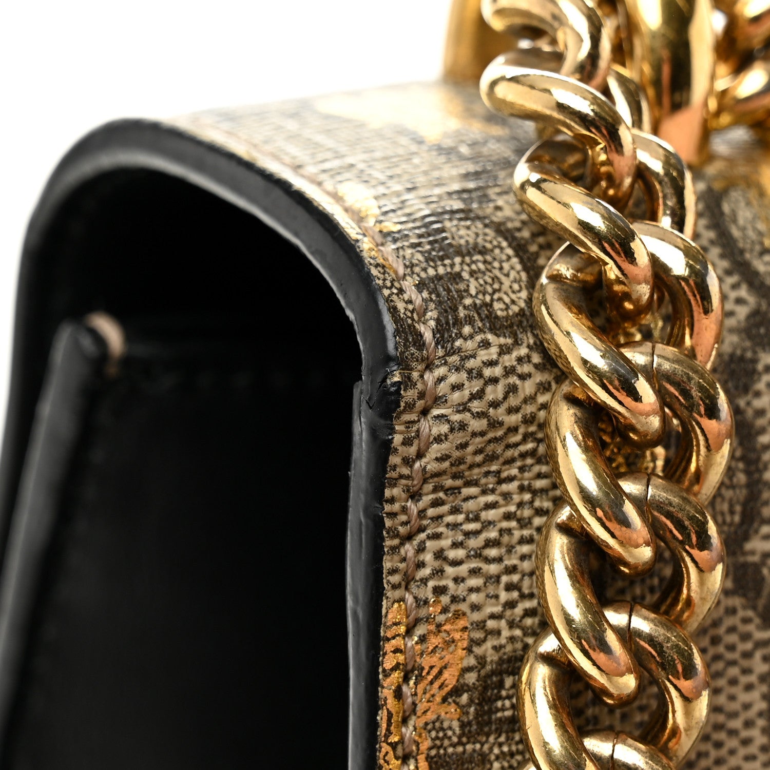 GG Supreme Monogram Bees Medium Padlock Shoulder Bag Beige Oro Black