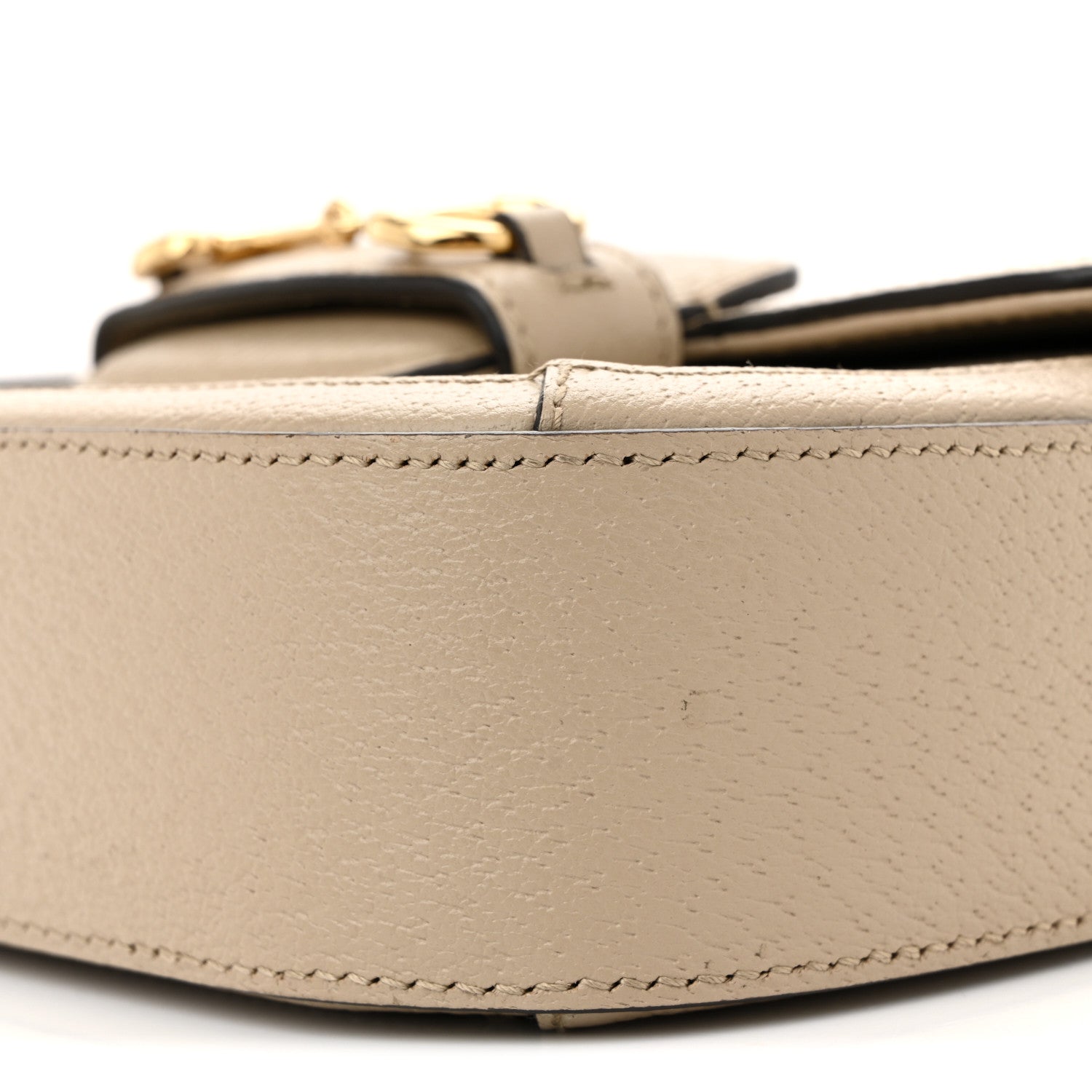 GG Supreme Monogram Textured Dollar Calfskin Web Mini Horsebit 1955 Shoulder Bag Beige Mystic White Oatmeal