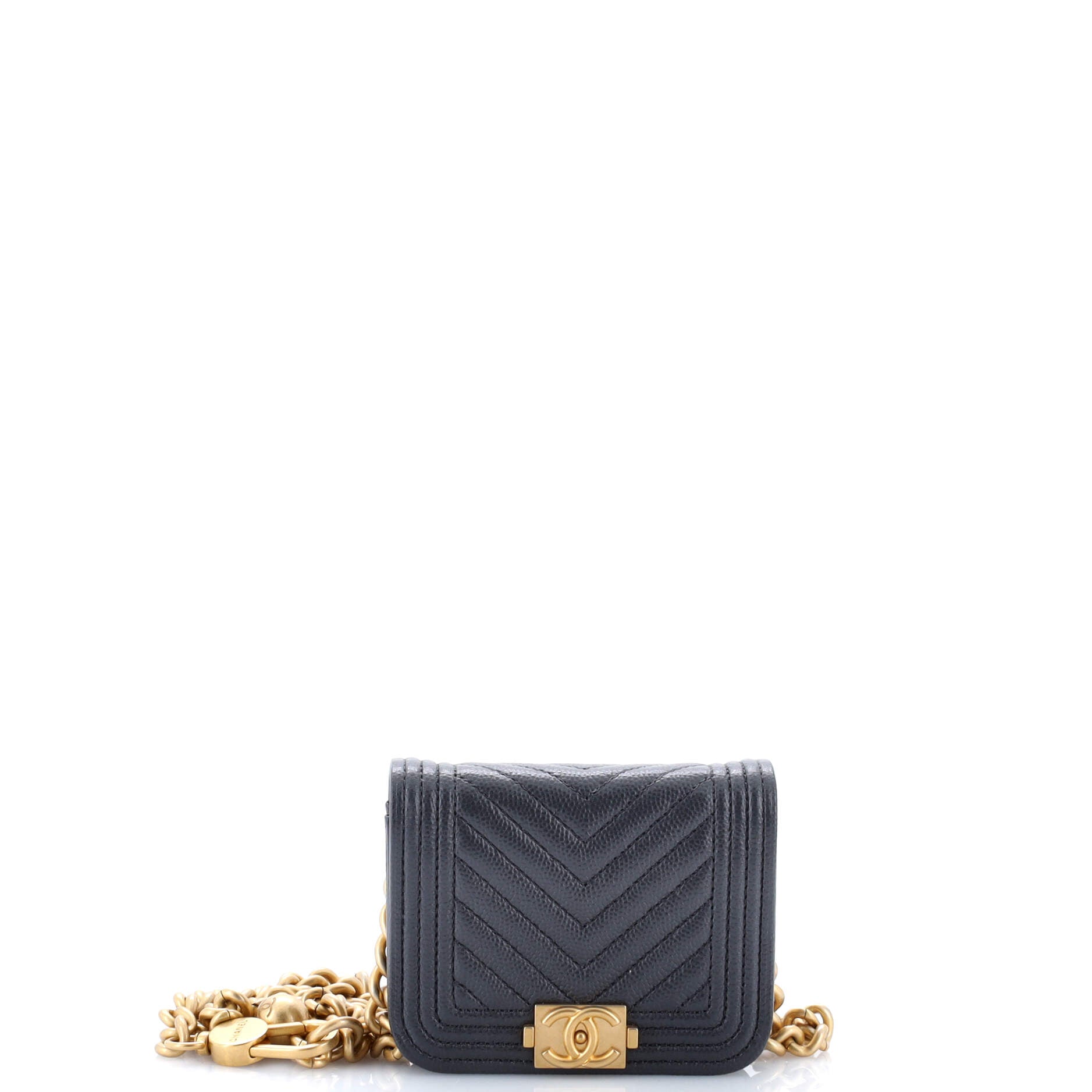 Boy Flap Chain Belt Bag Chevron Caviar