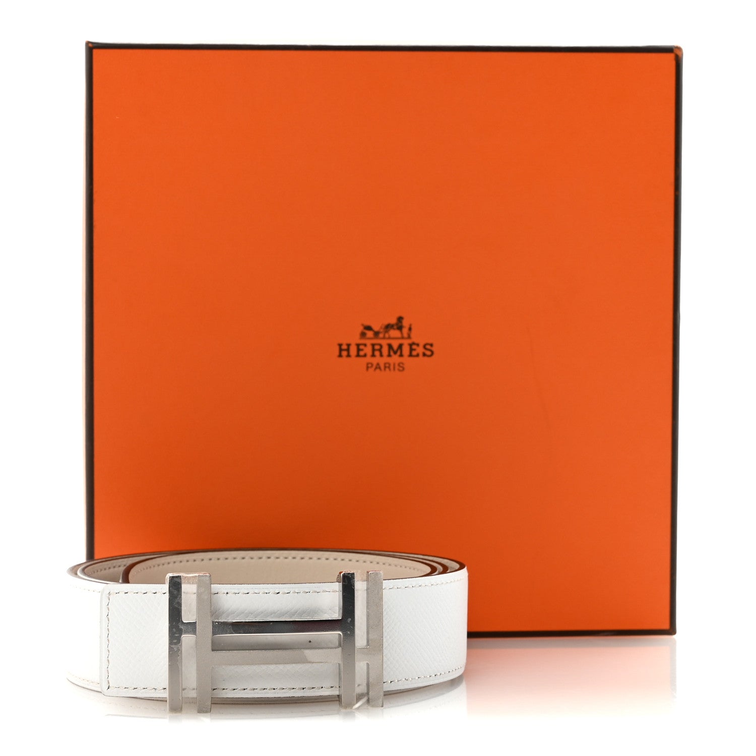 Swift Epsom 32mm Au Carre H Belt 90 36 Craie White
