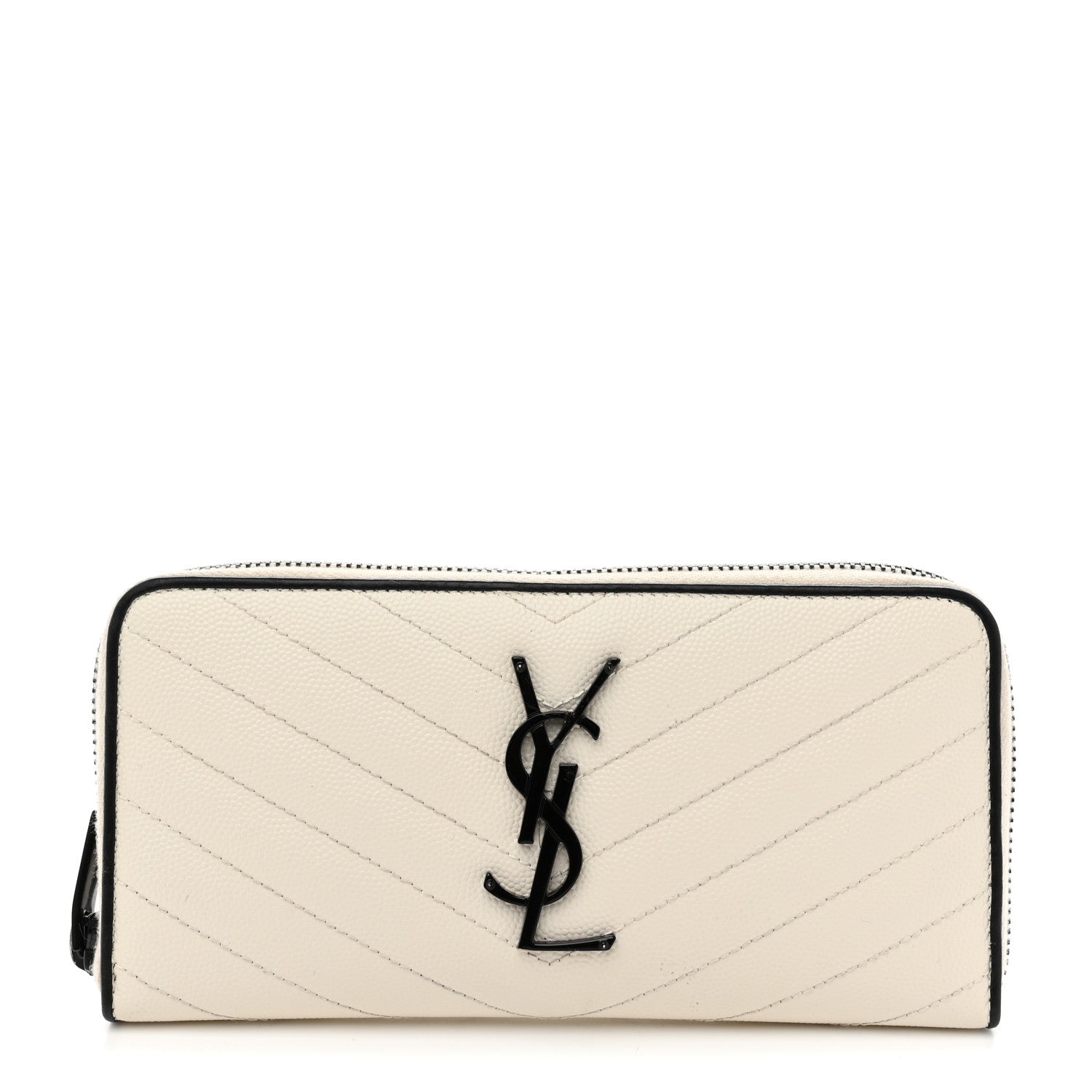 Grain De Poudre Matelasse Chevron Monogram Zip Around Wallet Porcellana Black