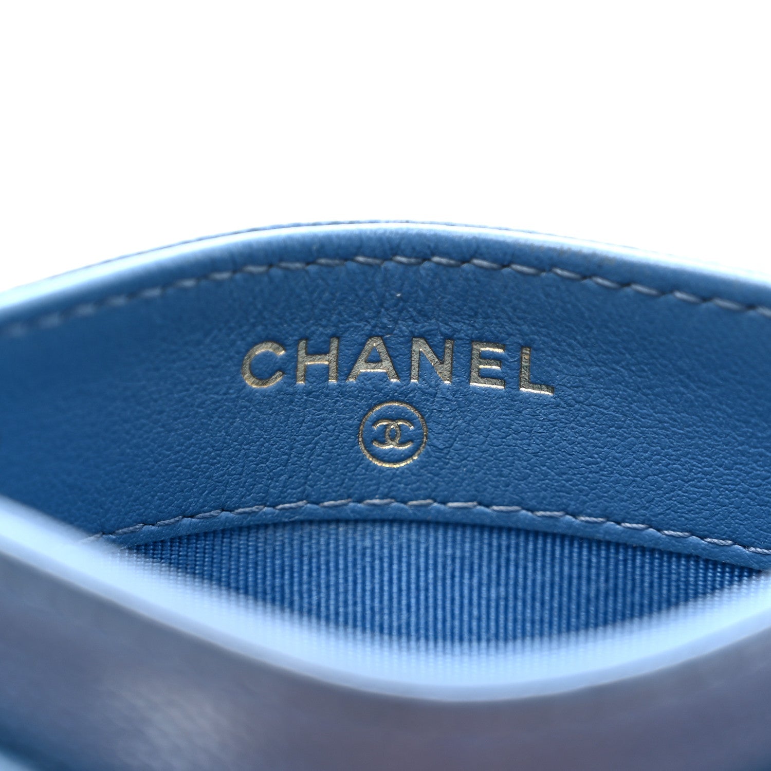 Caviar Quilted Card Holder Blue