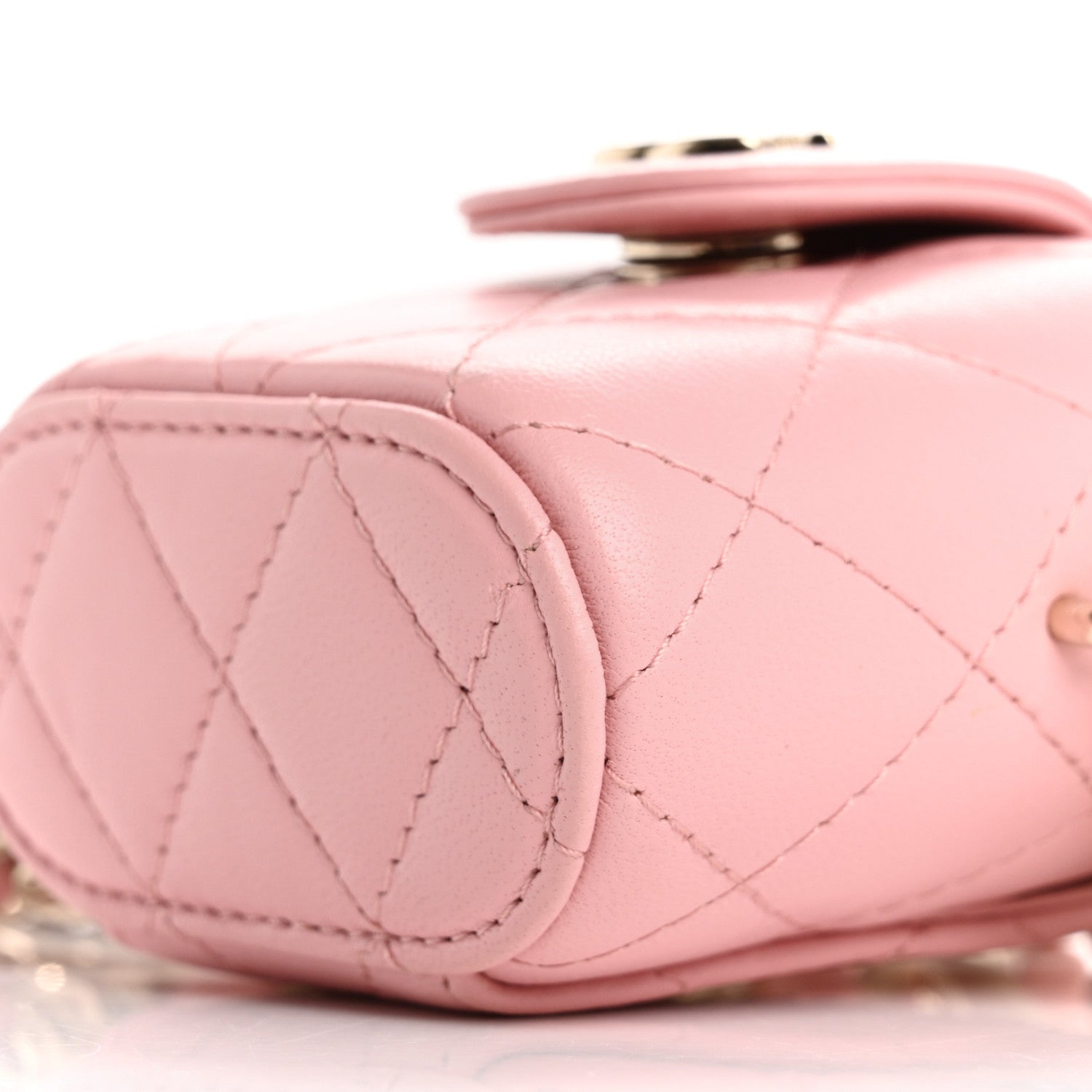 Lambskin Quilted Resin Elegant Chain Mini Vanity Case  Pink