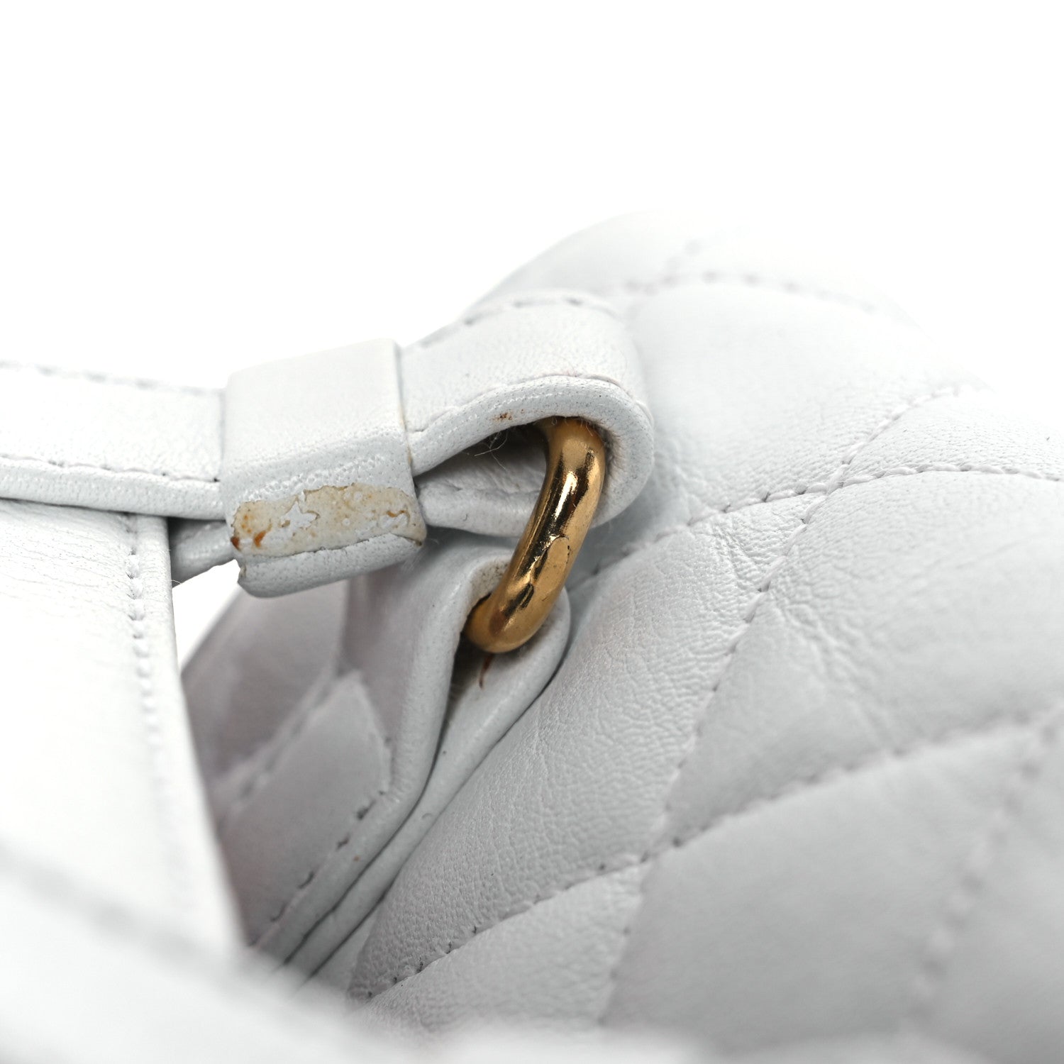 Lambskin Quilted Flap Waist Belt Bag 75 30 White