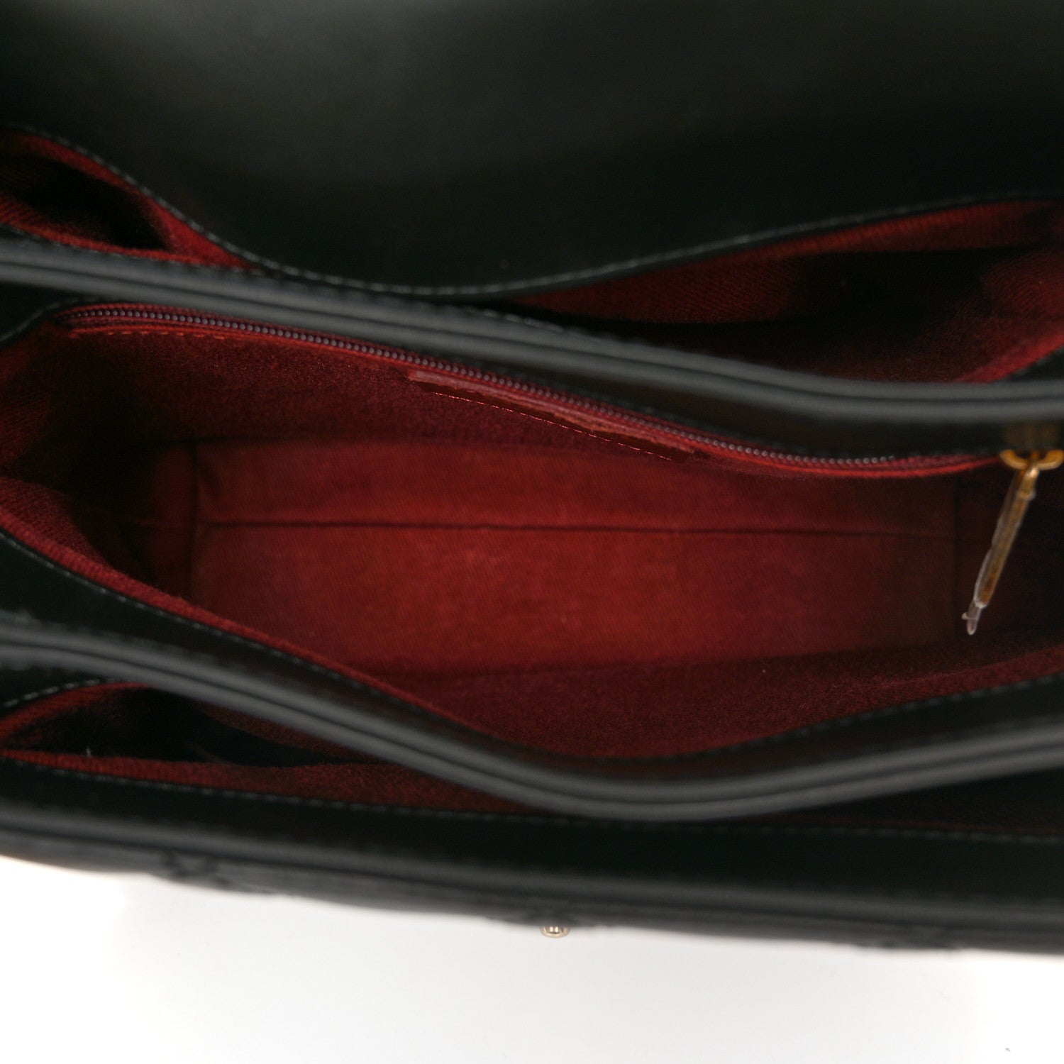 Calfskin Quilted Side Chain Compartment Flap Black