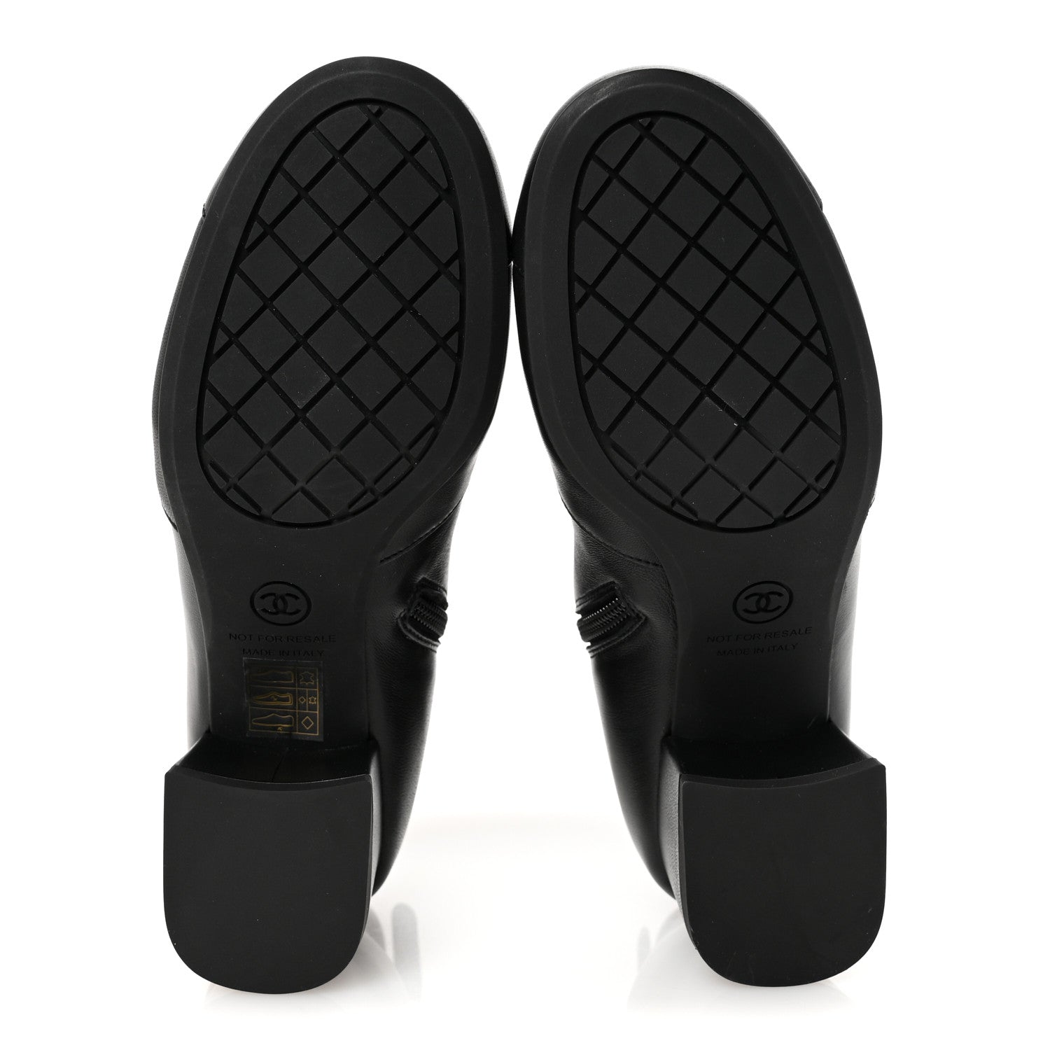 Stretch Lambskin Cap Toe CC Uniform Short Boots  35 Black