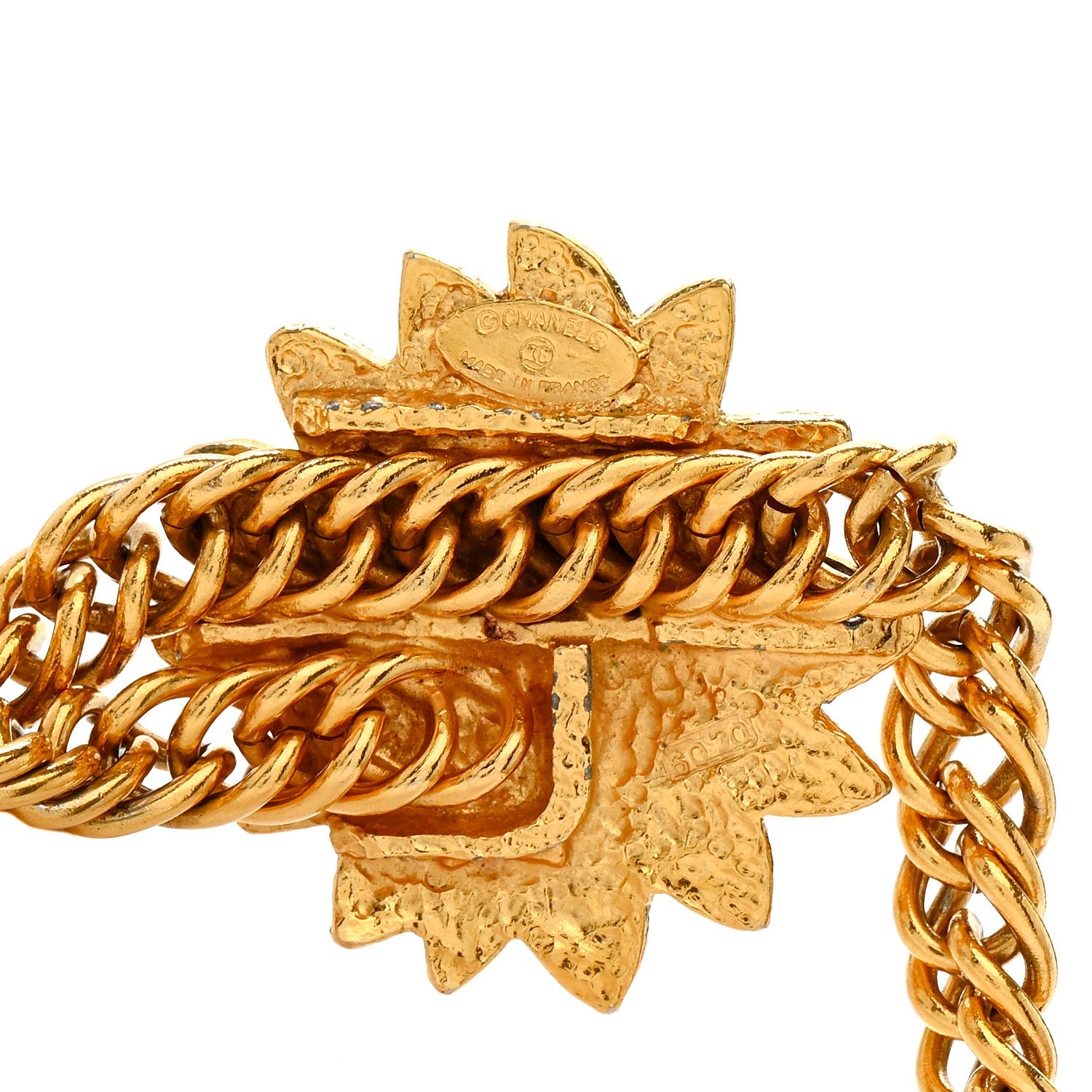 Metal Lion CC Double Chain Belt Gold