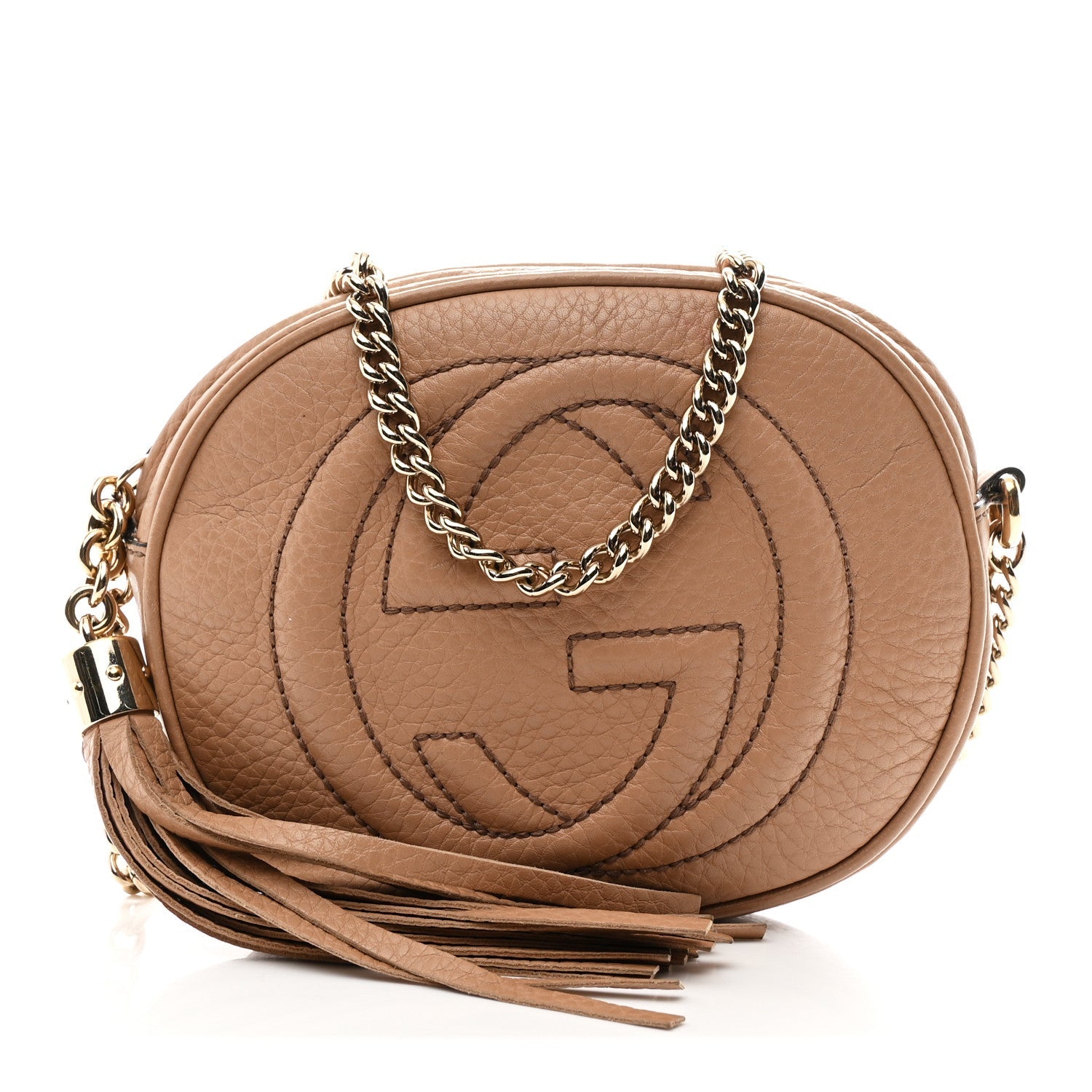 Pebbled Calfskin Mini Soho Chain Bag Camelia