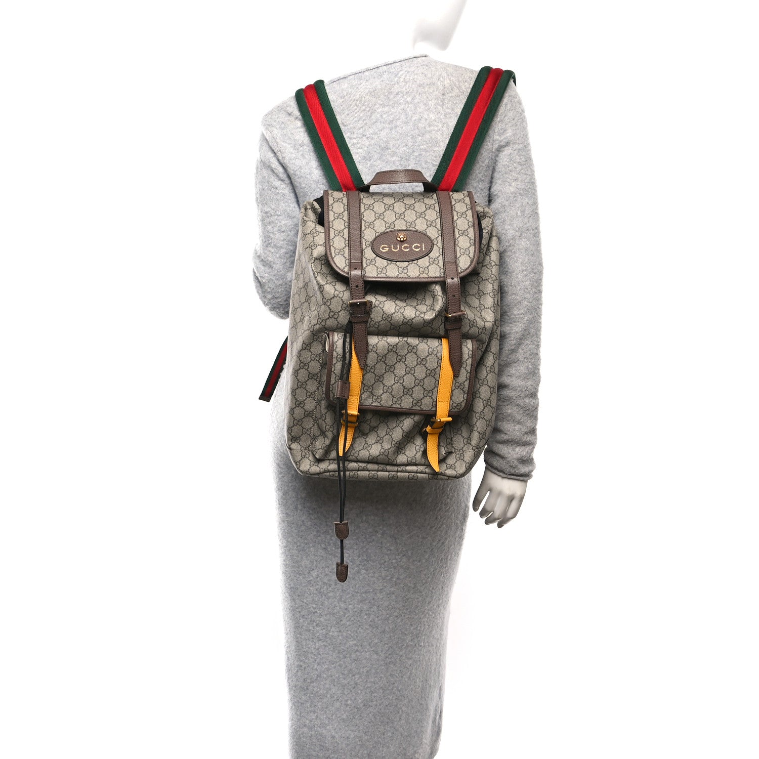 Soft GG Supreme Monogram Neo Vintage Double Buckle Backpack Beige New Acero Crop