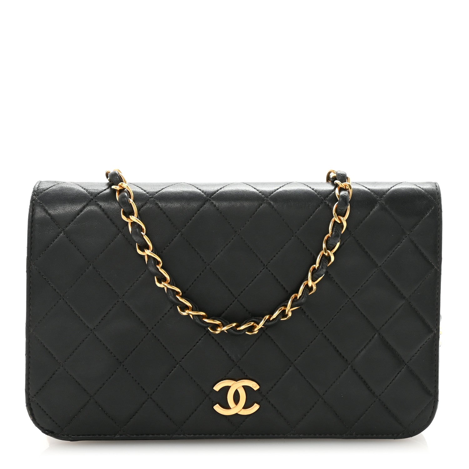 Lambskin Quilted Small Single Flap Bag Black