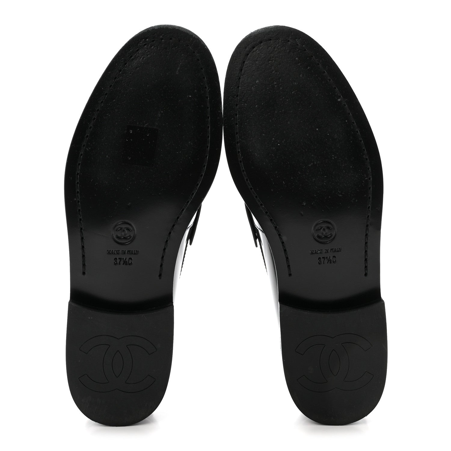 Shiny Calfskin Logo Loafers 37.5 Black