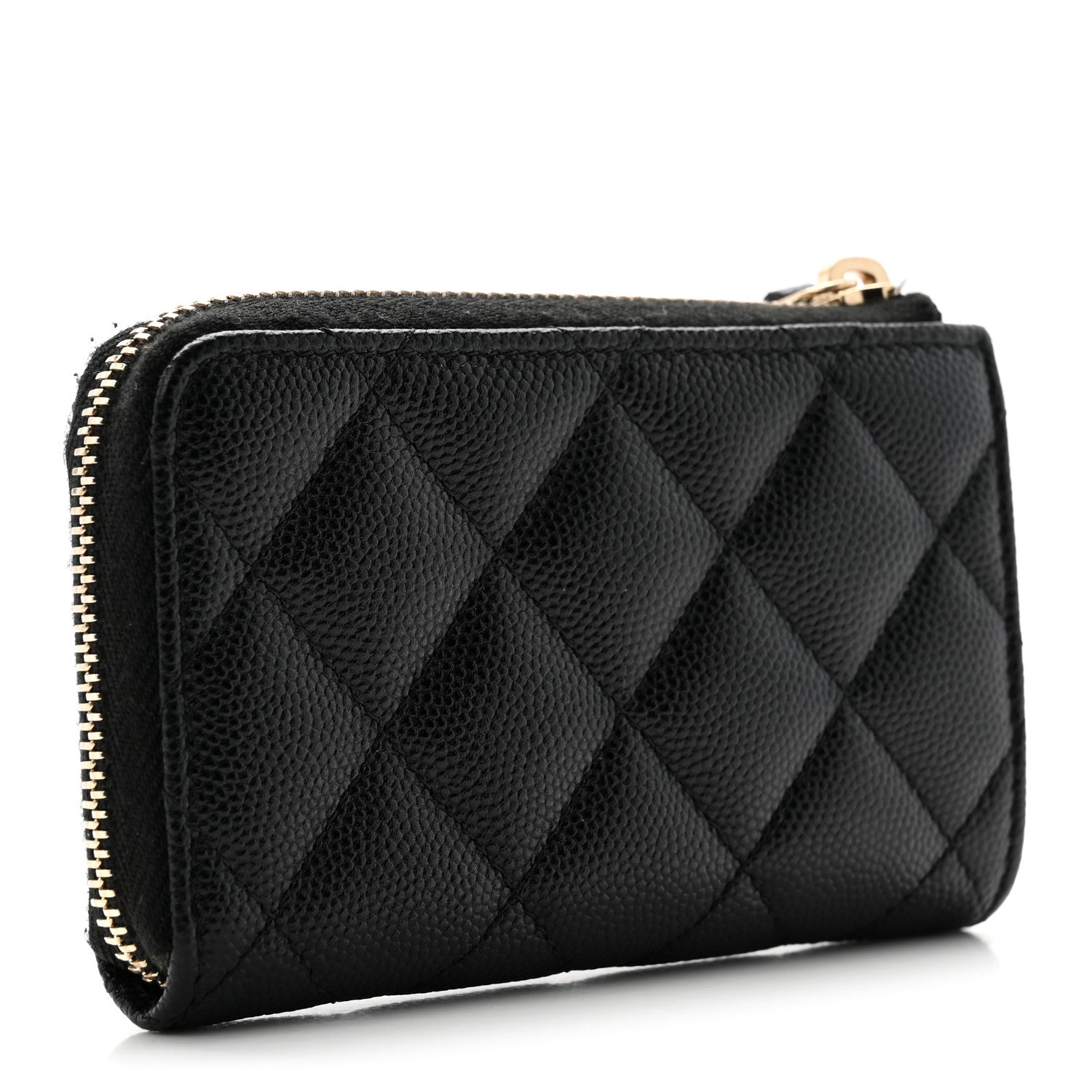 Caviar Quilted Zipped Key Holder Case Black