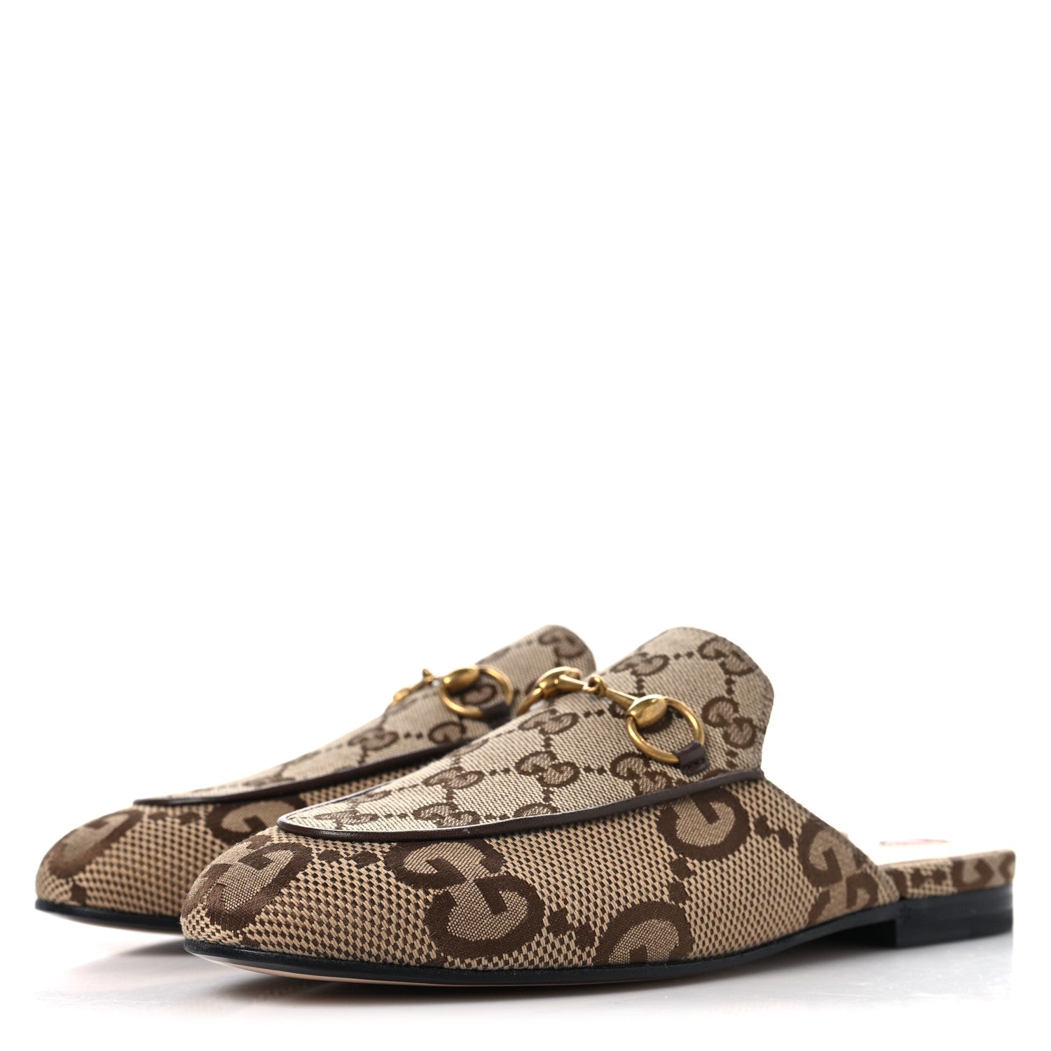 Monogram Jumbo GG Malaga Kid Womens Princetown Slippers 35.5 Camel Ebony New Acero Beige
