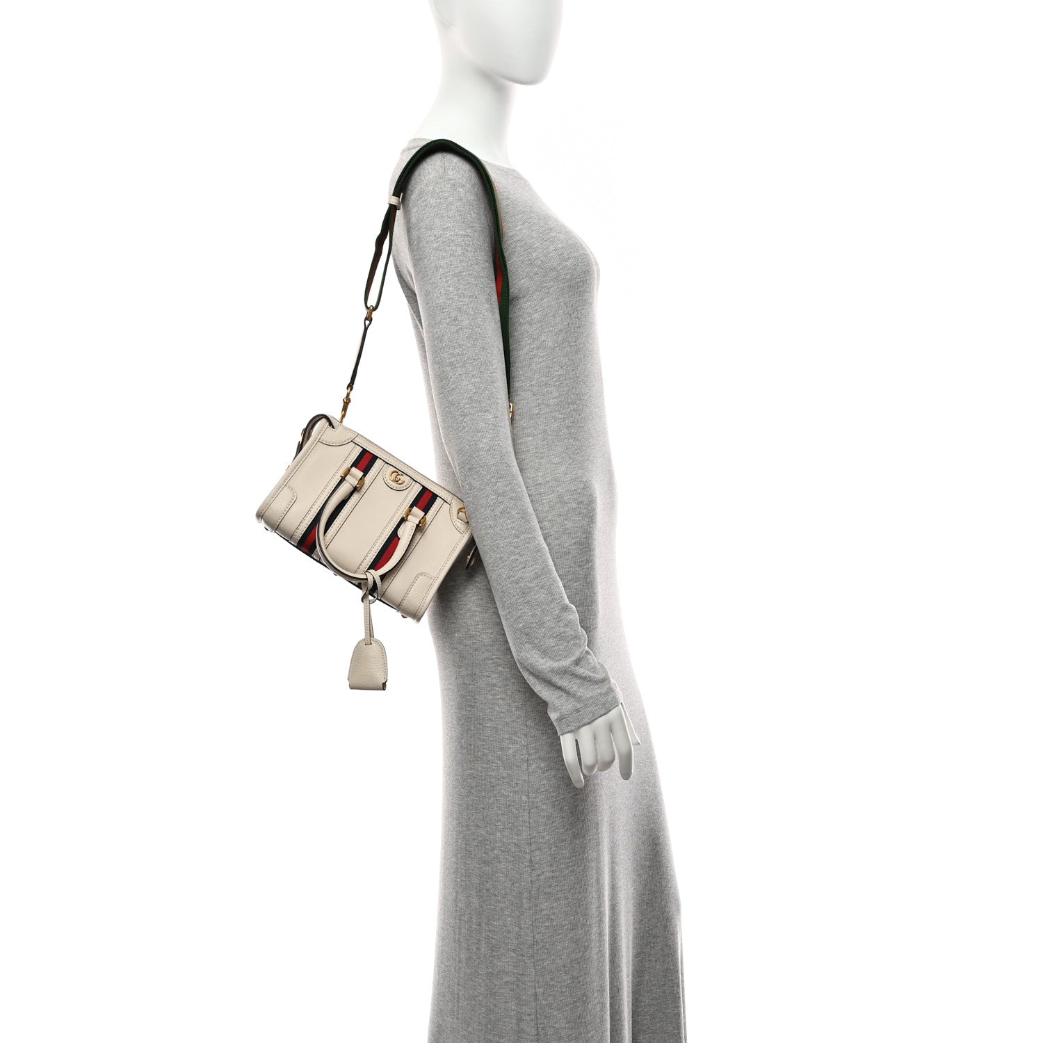 Koi Calfskin Web Mini Bauletto Duffle Top Handle Bag Mystic White