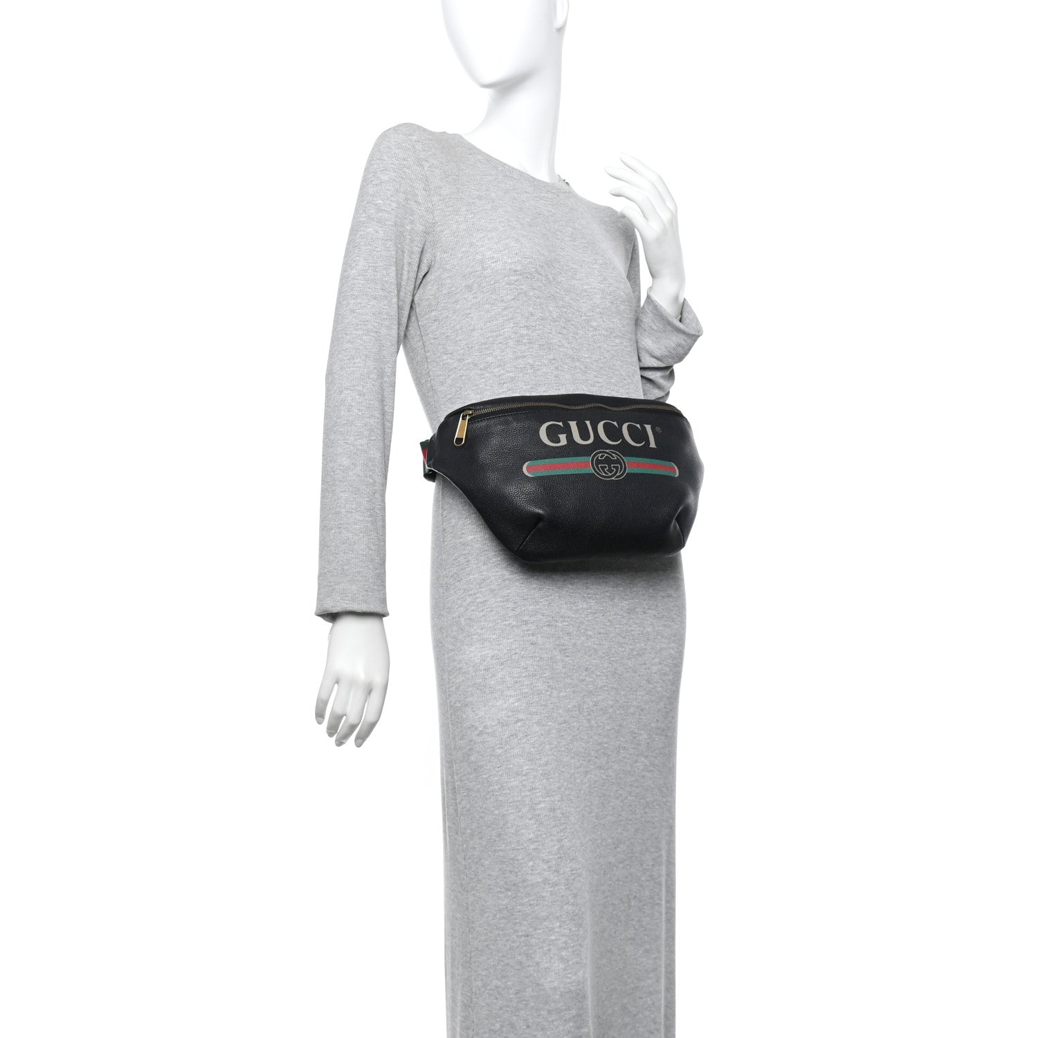 Grained Calfskin Logo Belt Bag Black