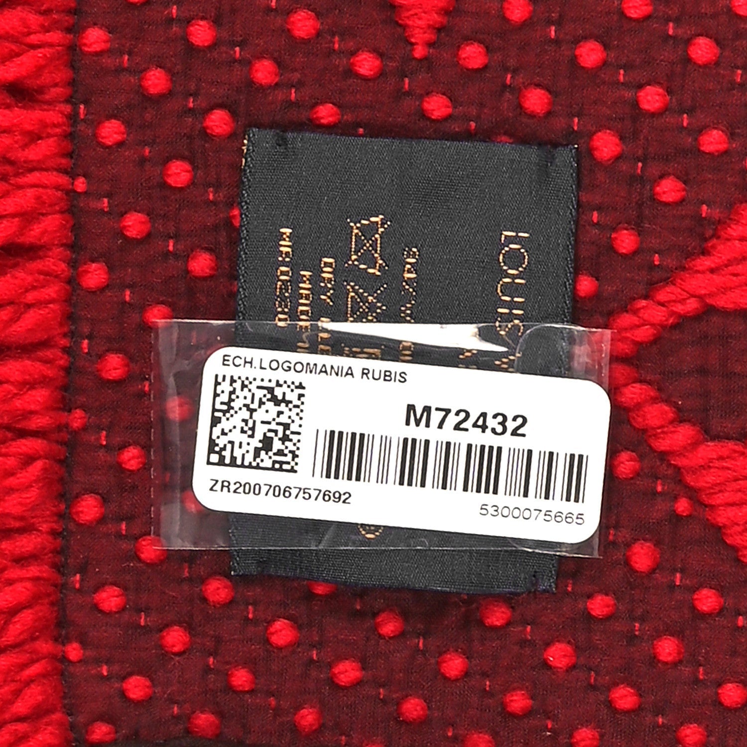 Wool Silk Logomania Scarf Rubis