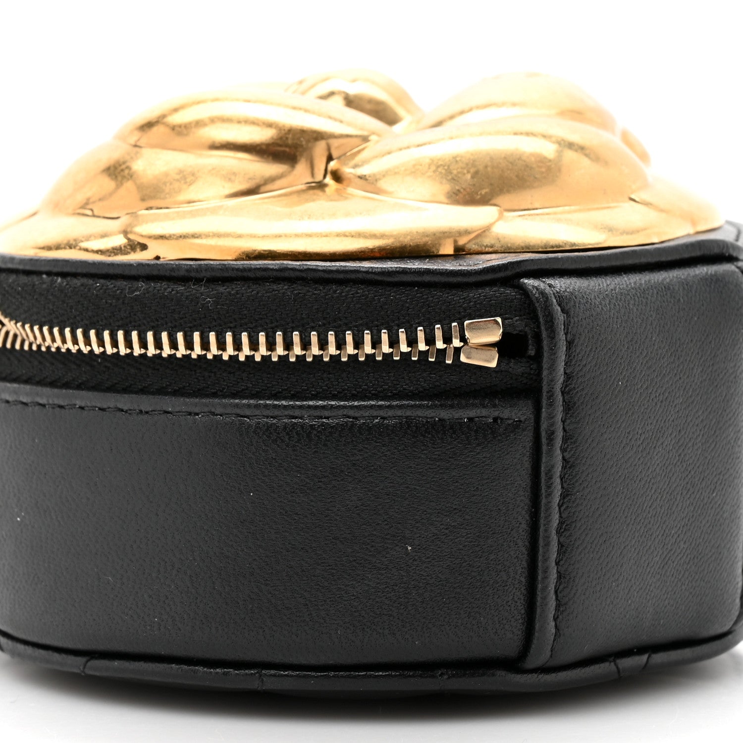 Lambskin Mini Camellia Bouquet Clutch With Chain Black Gold