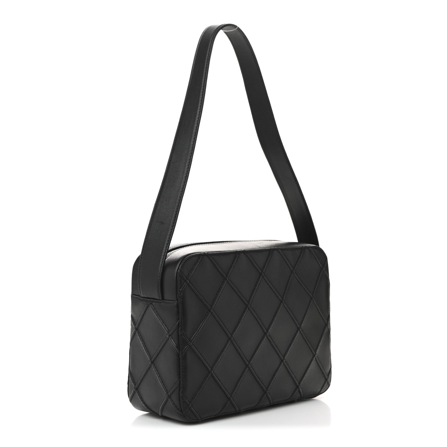 Lambskin Stitched Camera Case Black