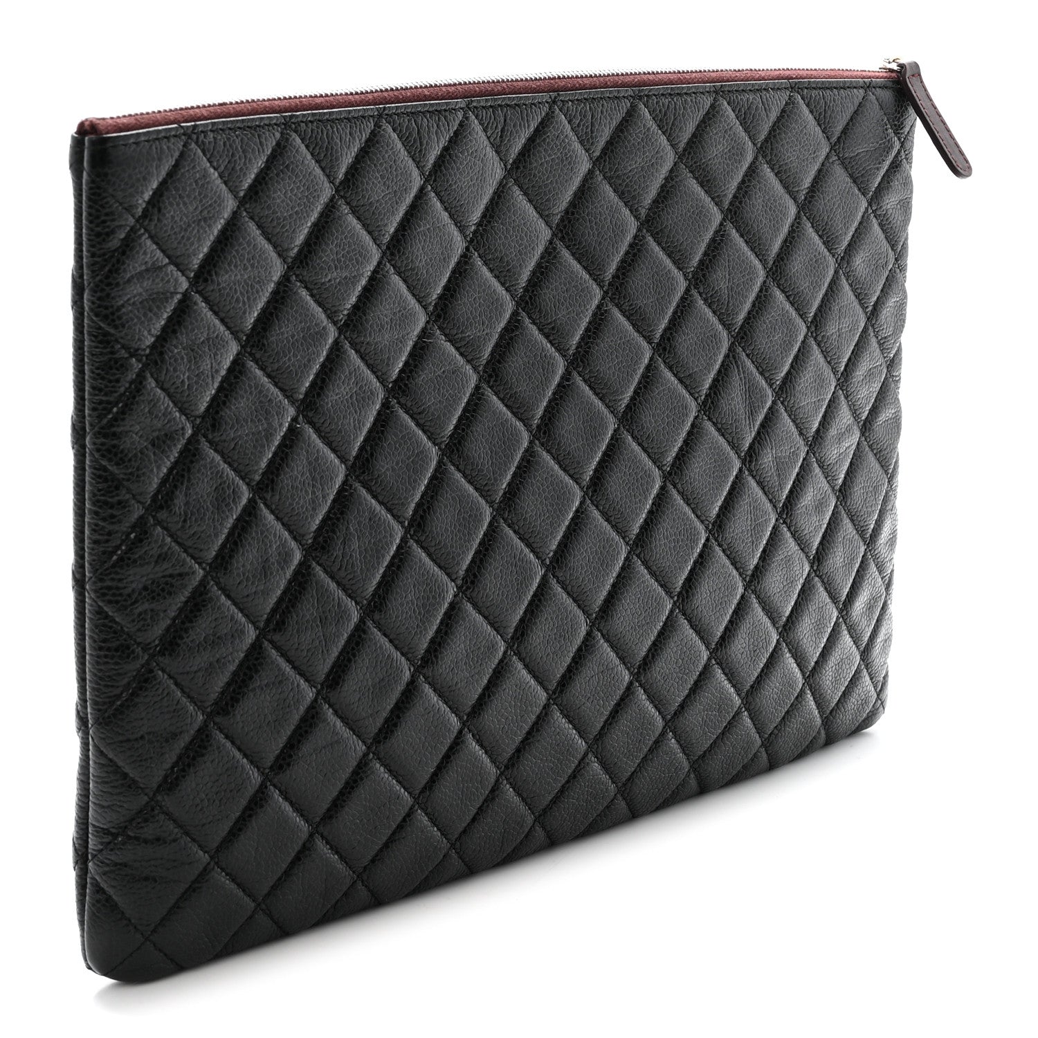 Caviar Quilted Large Cosmetic Case Black