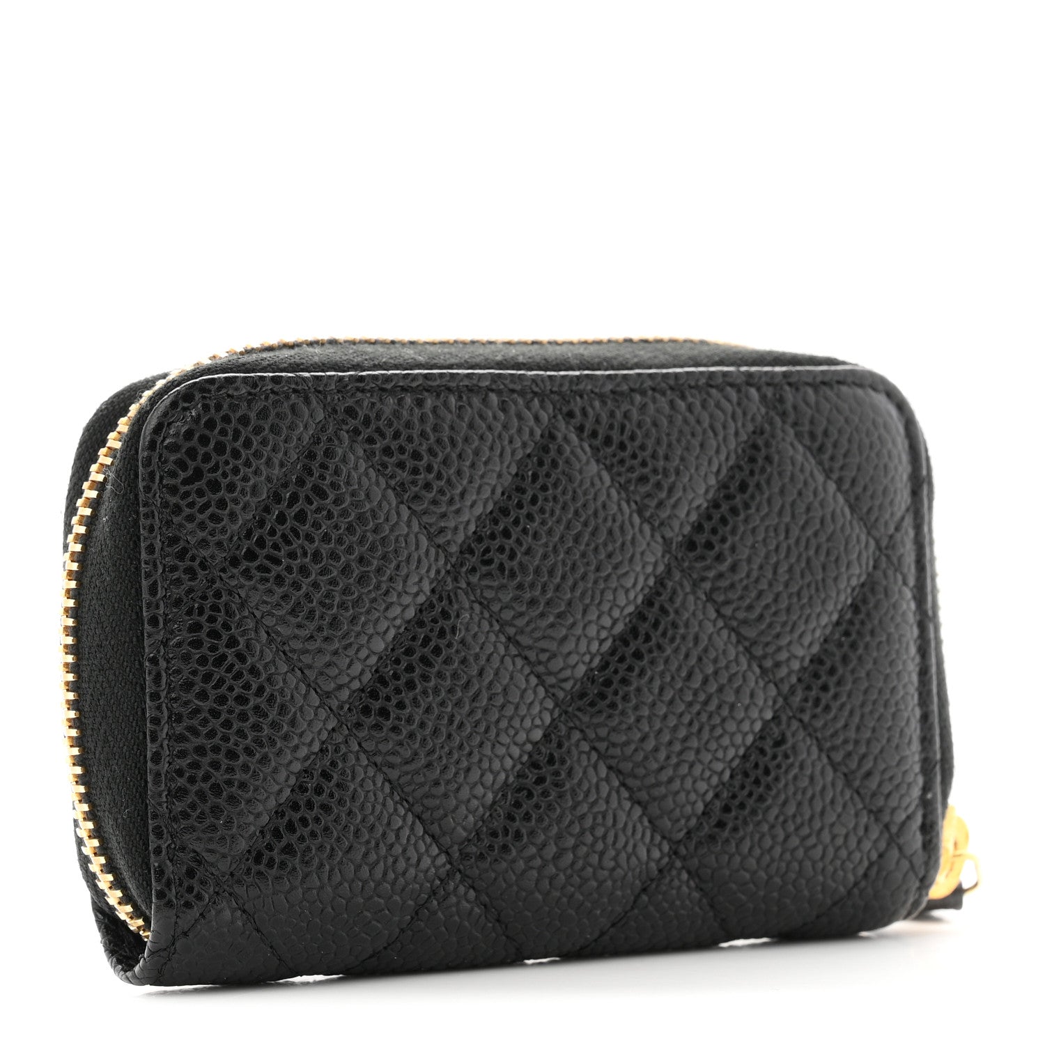 Caviar Quilted Zip Coin Purse Black