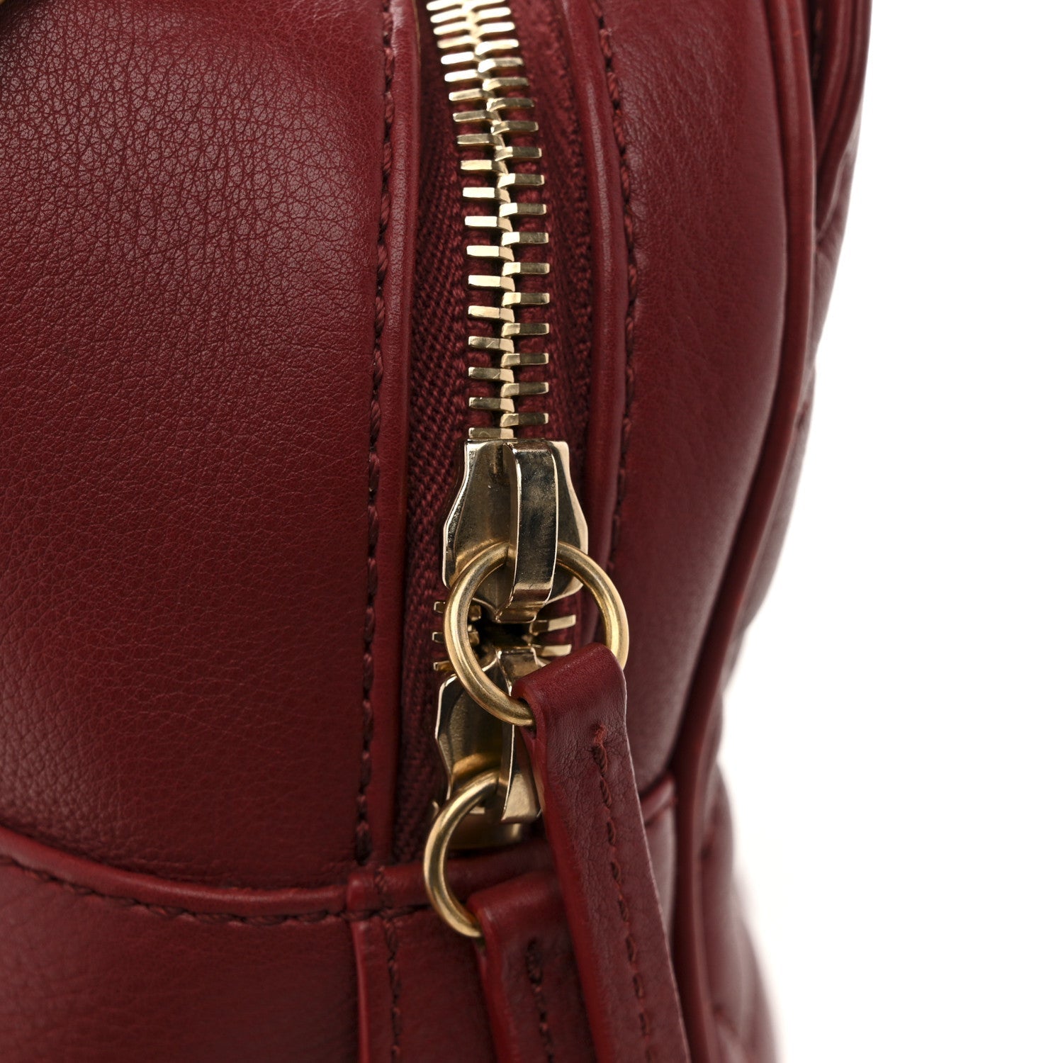 Calfskin Quilted CC Small Vanity Case Dark Red