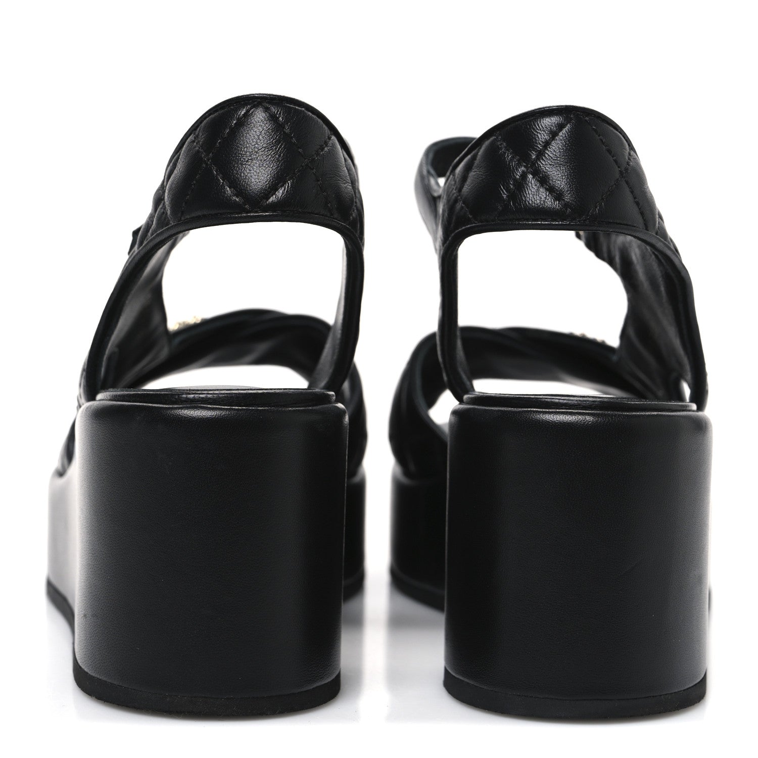 Lambskin Quilted CC Platform Sandals 39 Black