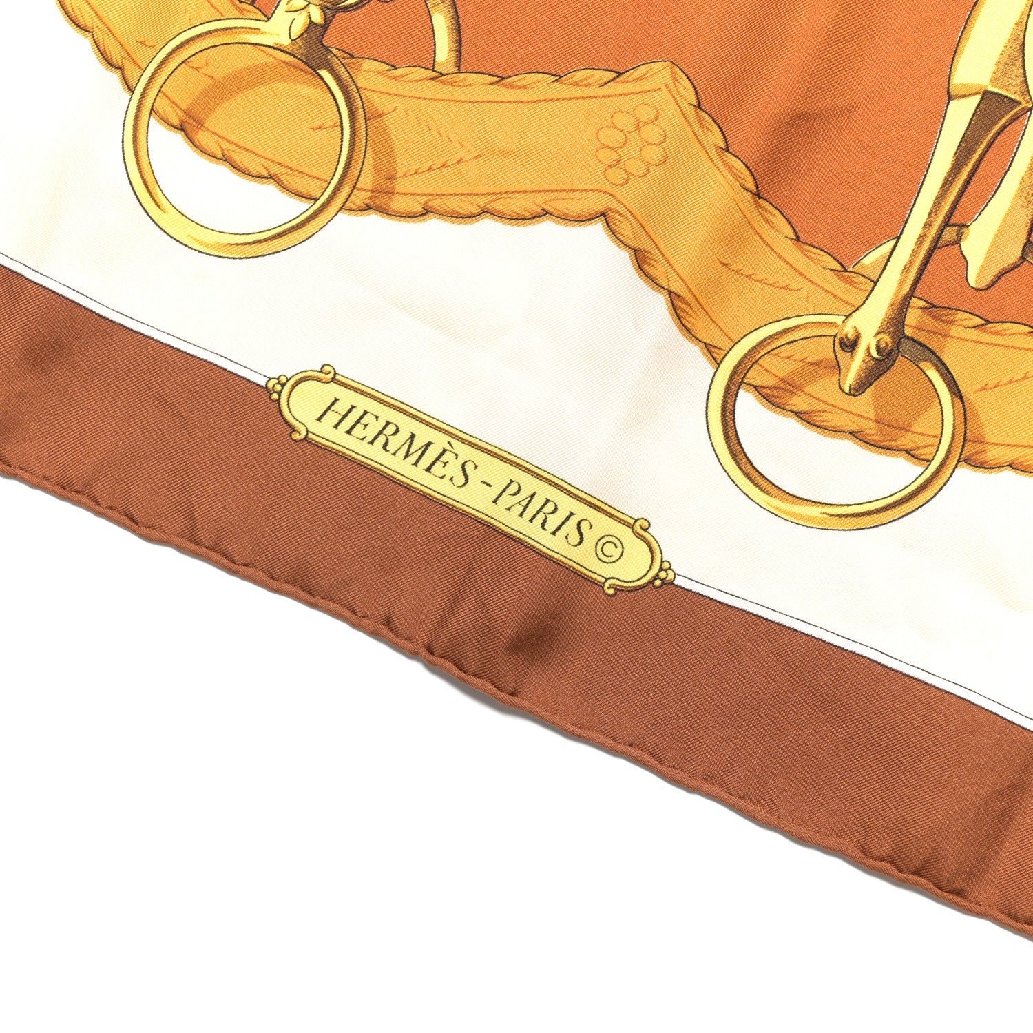 Silk Lift Profile Scarf 90 Creme Brown Yellow