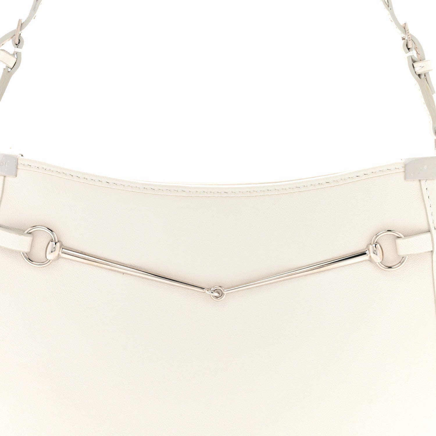Calfskin Horsebit Slim Shoulder Bag White